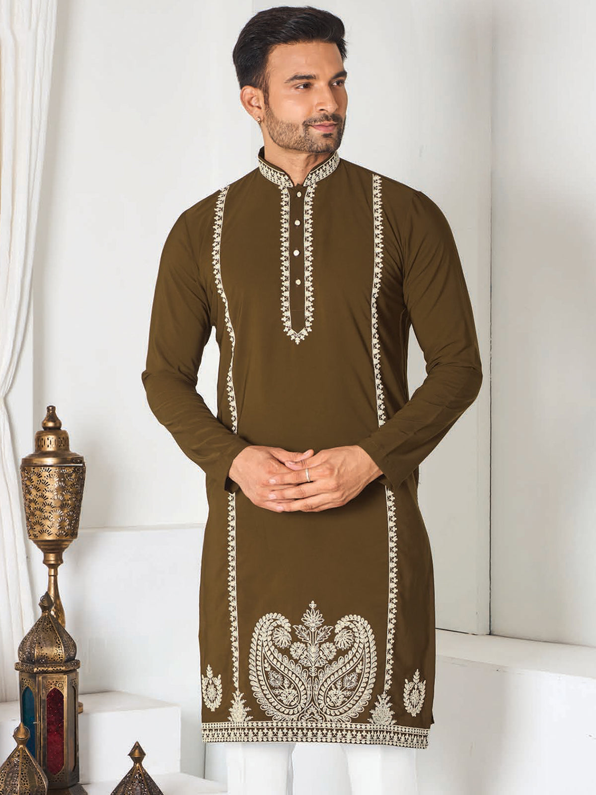 Brown Festive Kurta Pajama for Men