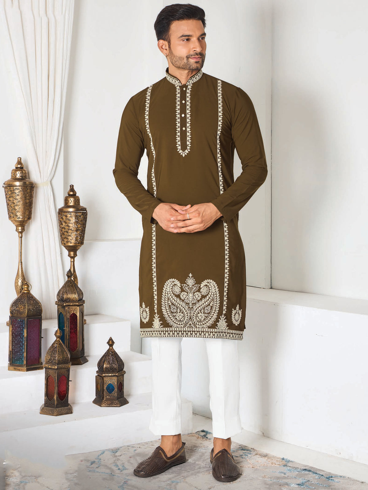Brown Festive Kurta Pajama for Men