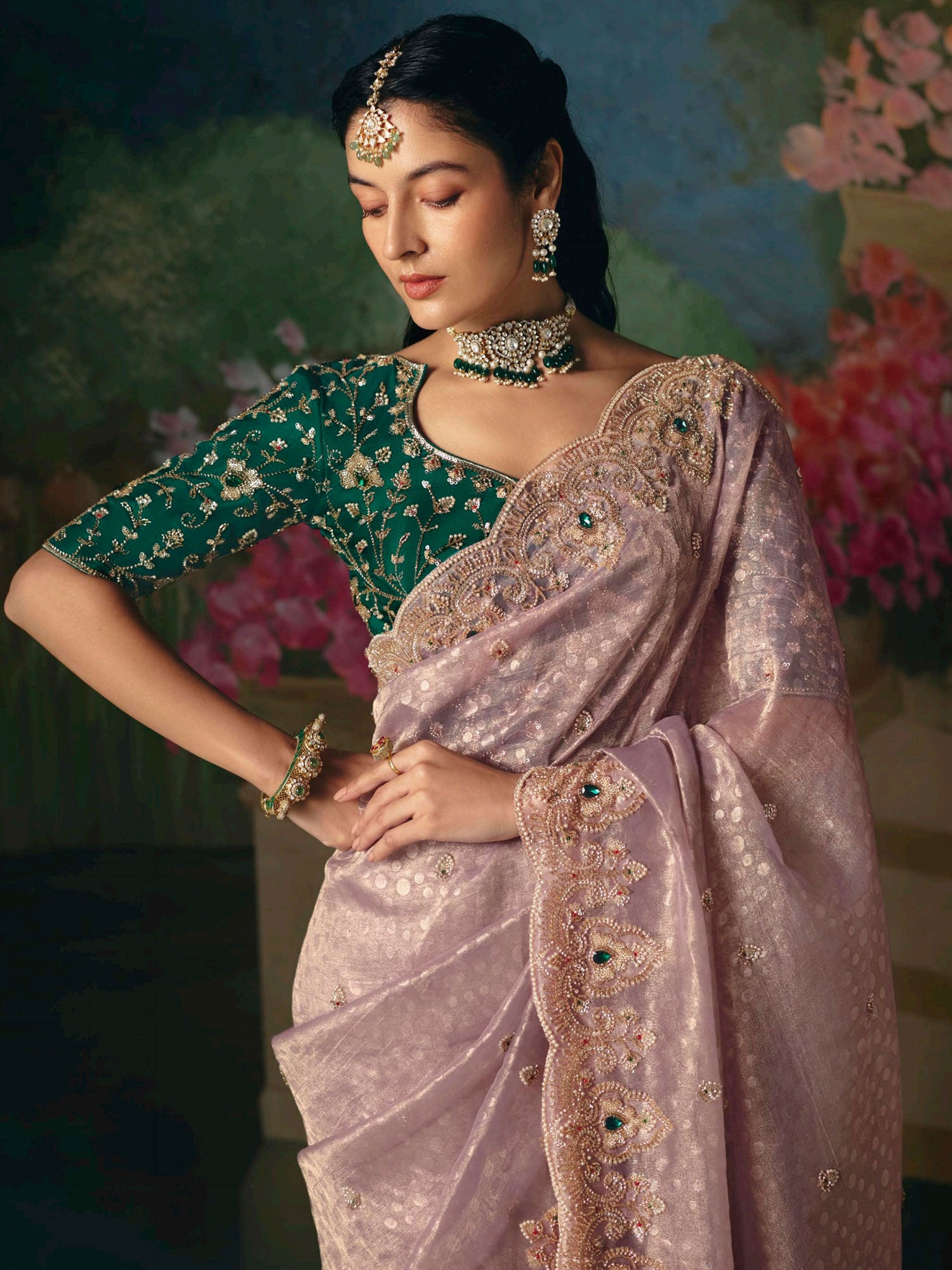 Light Pink Bridesmaid Saree With Zari Embellishment