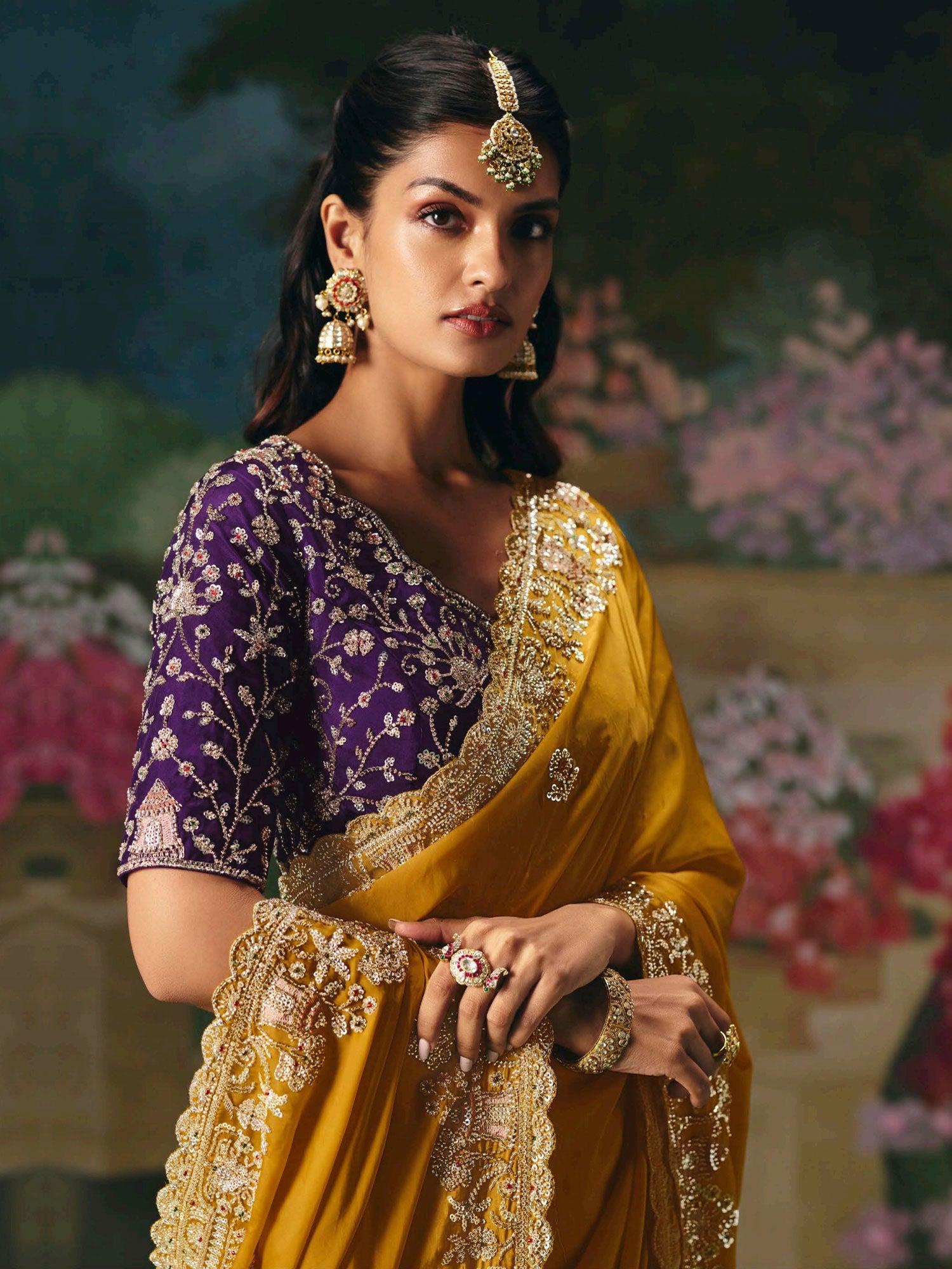 Yellow Festive Saree With Embroidered Border