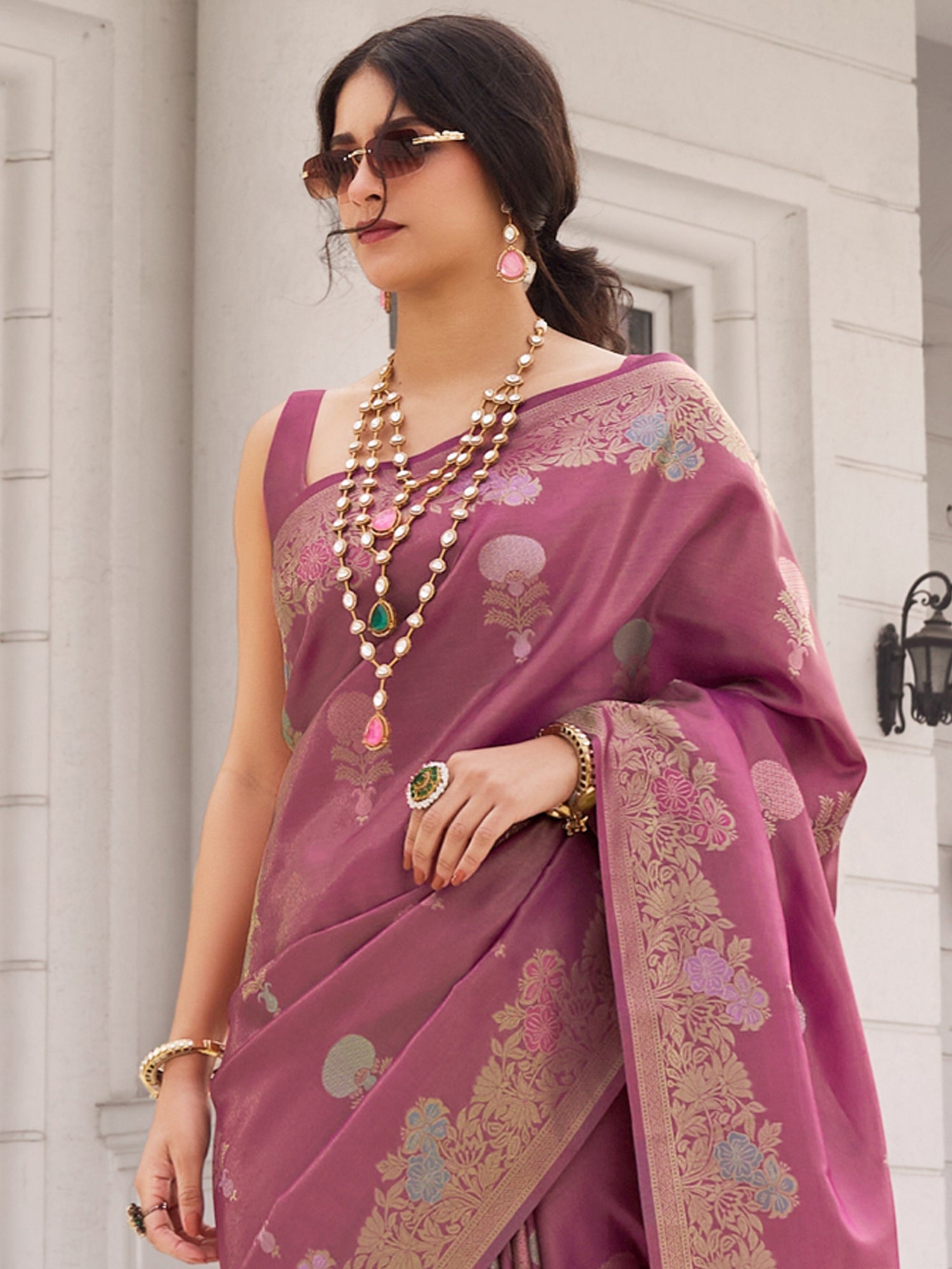 Pink Festive Wear Silk Saree With Blouse