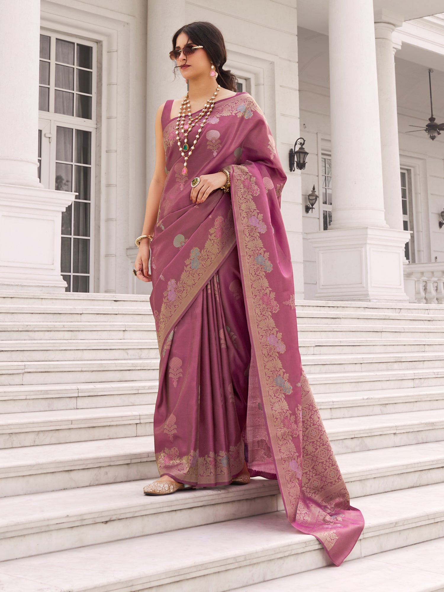 Pink Festive Wear Silk Saree With Blouse