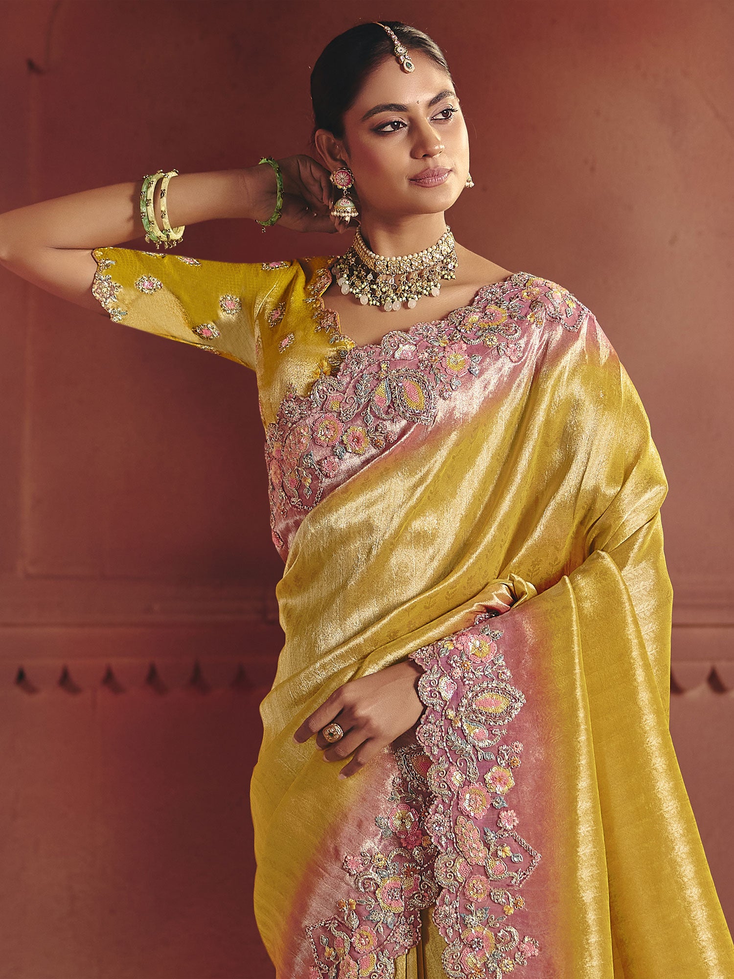 Yellow Bridesmaid Saree With Zari Embellishment