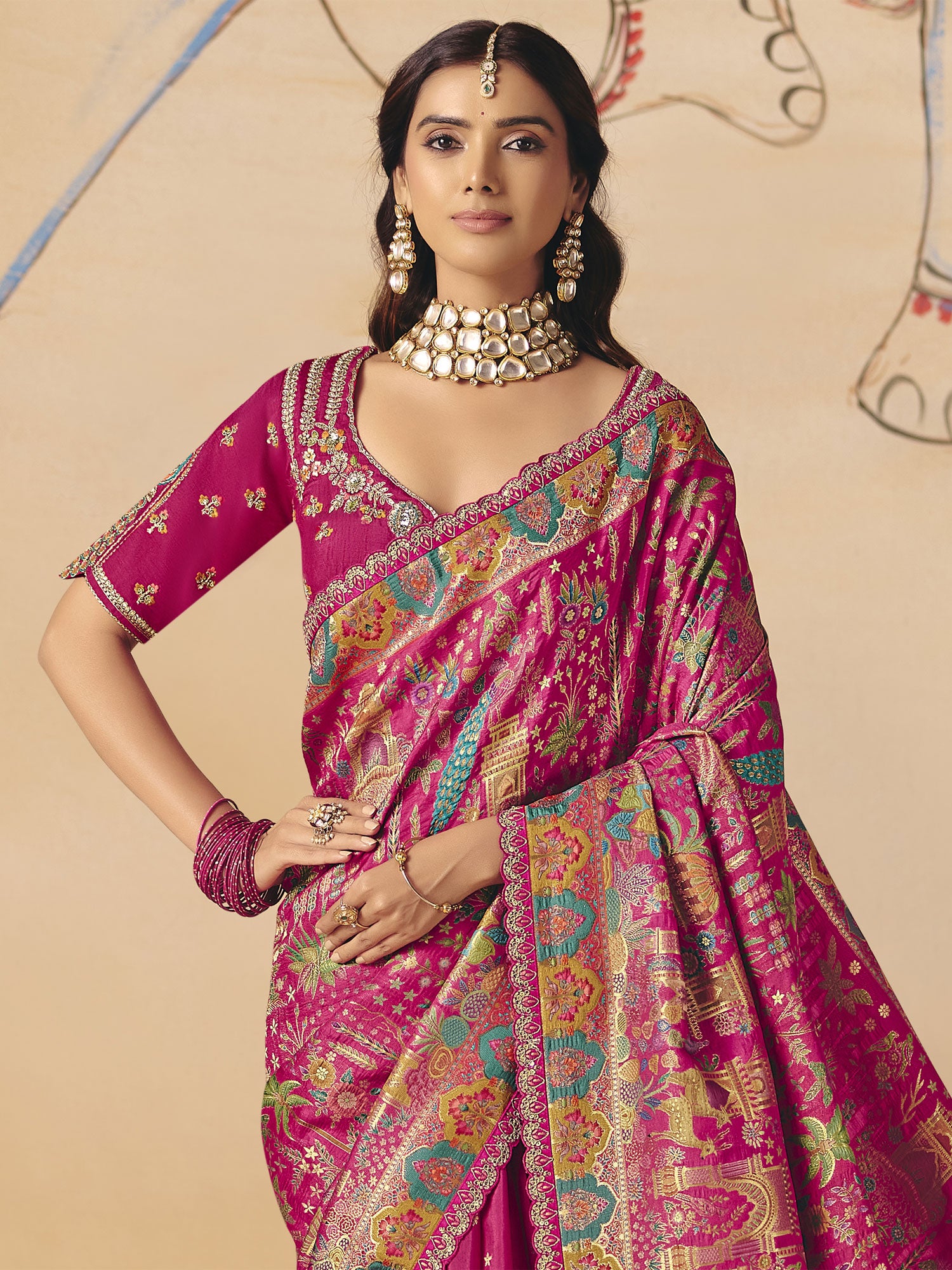 Pink Silk Saree With Zari Woven Pallu