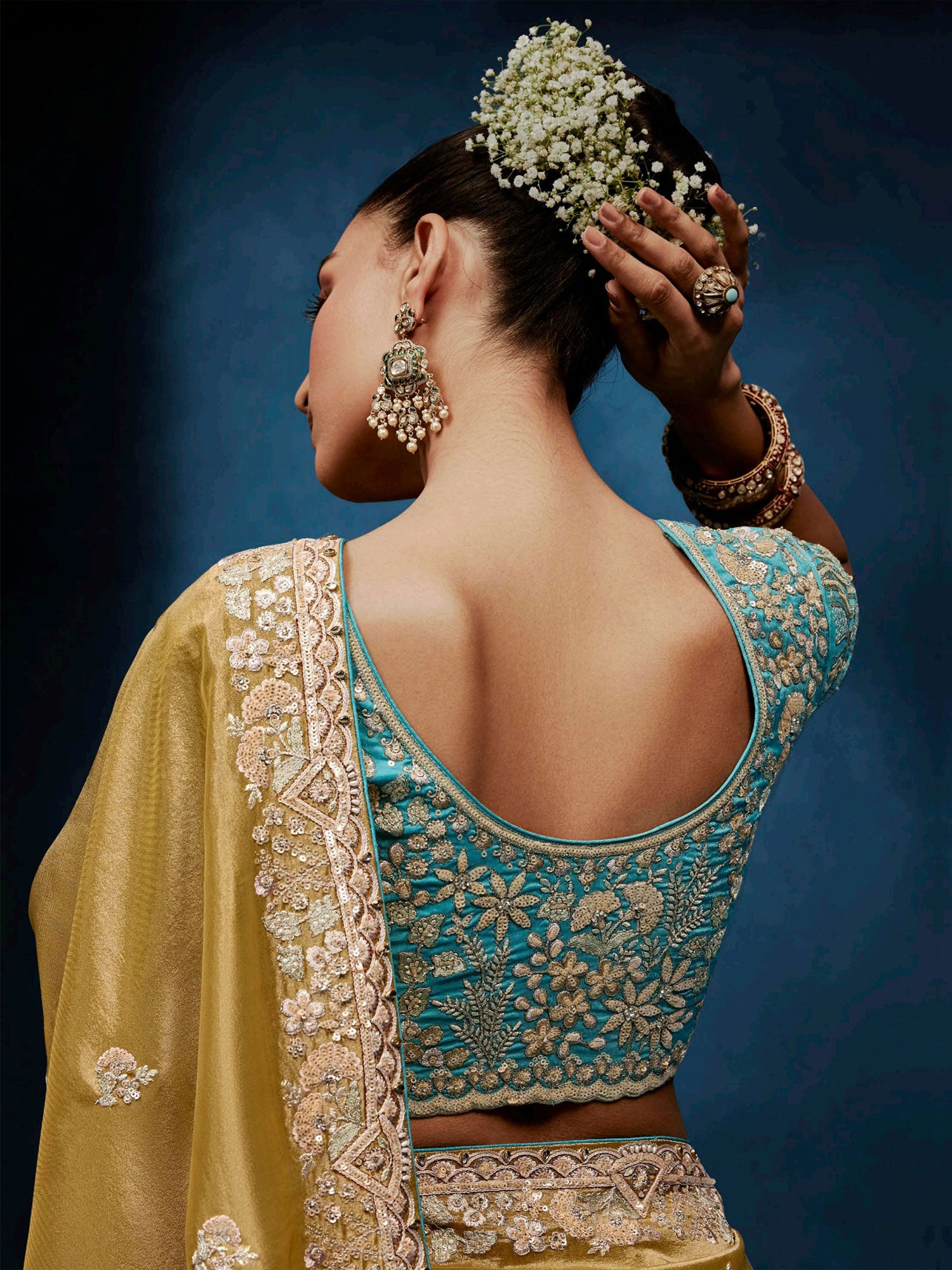 Yellow Wedding Silk Saree In Heavy Embroidery