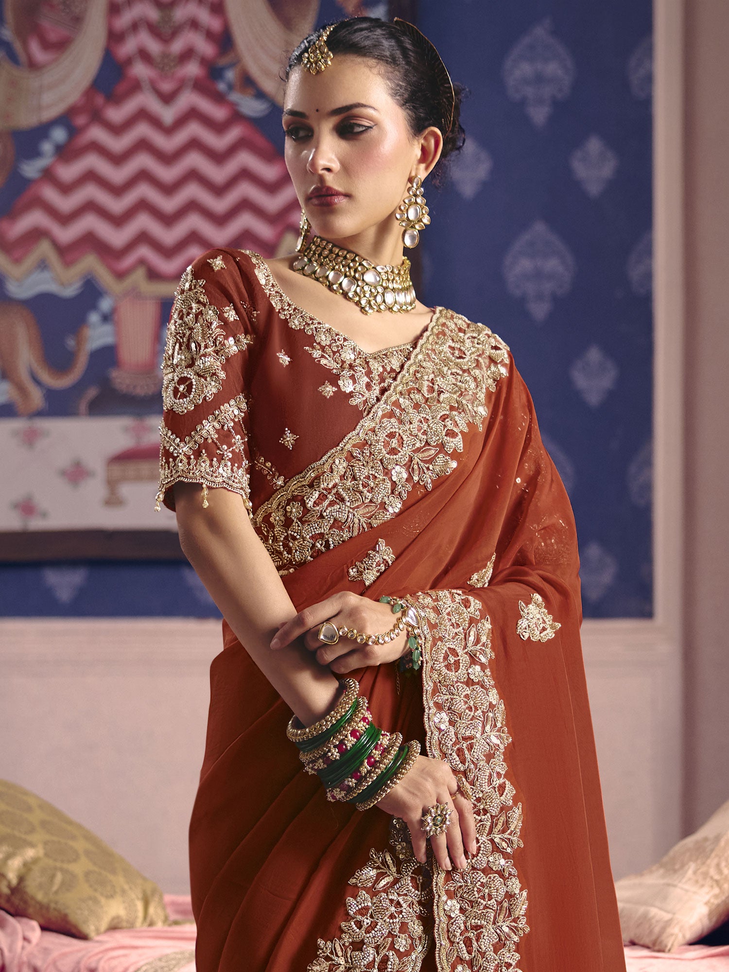 Maroon Heavy Stone Work Bridesmaid Saree