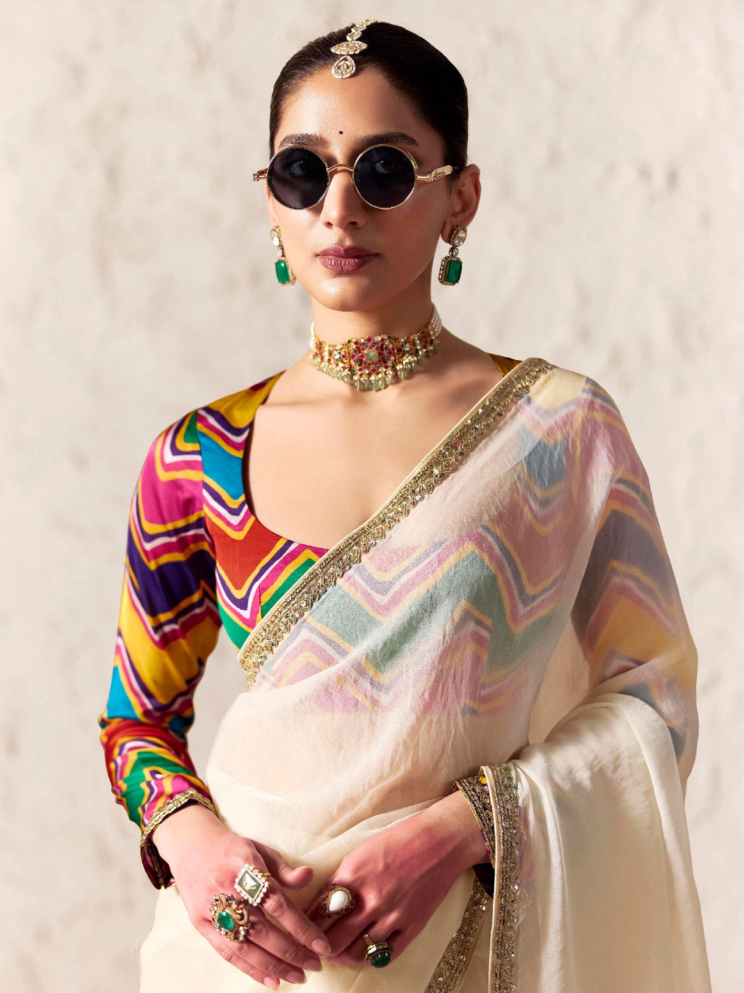 White Cocktail Wear Silk Saree With Blouse
