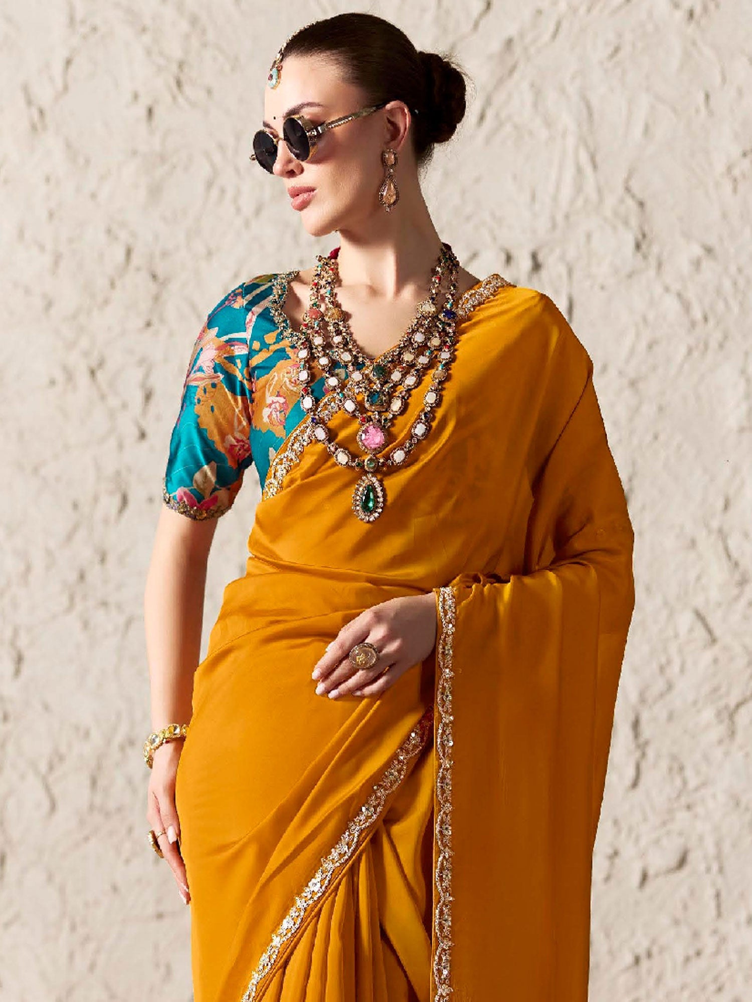 Orange Party Wear Saree In Silk With Blouse