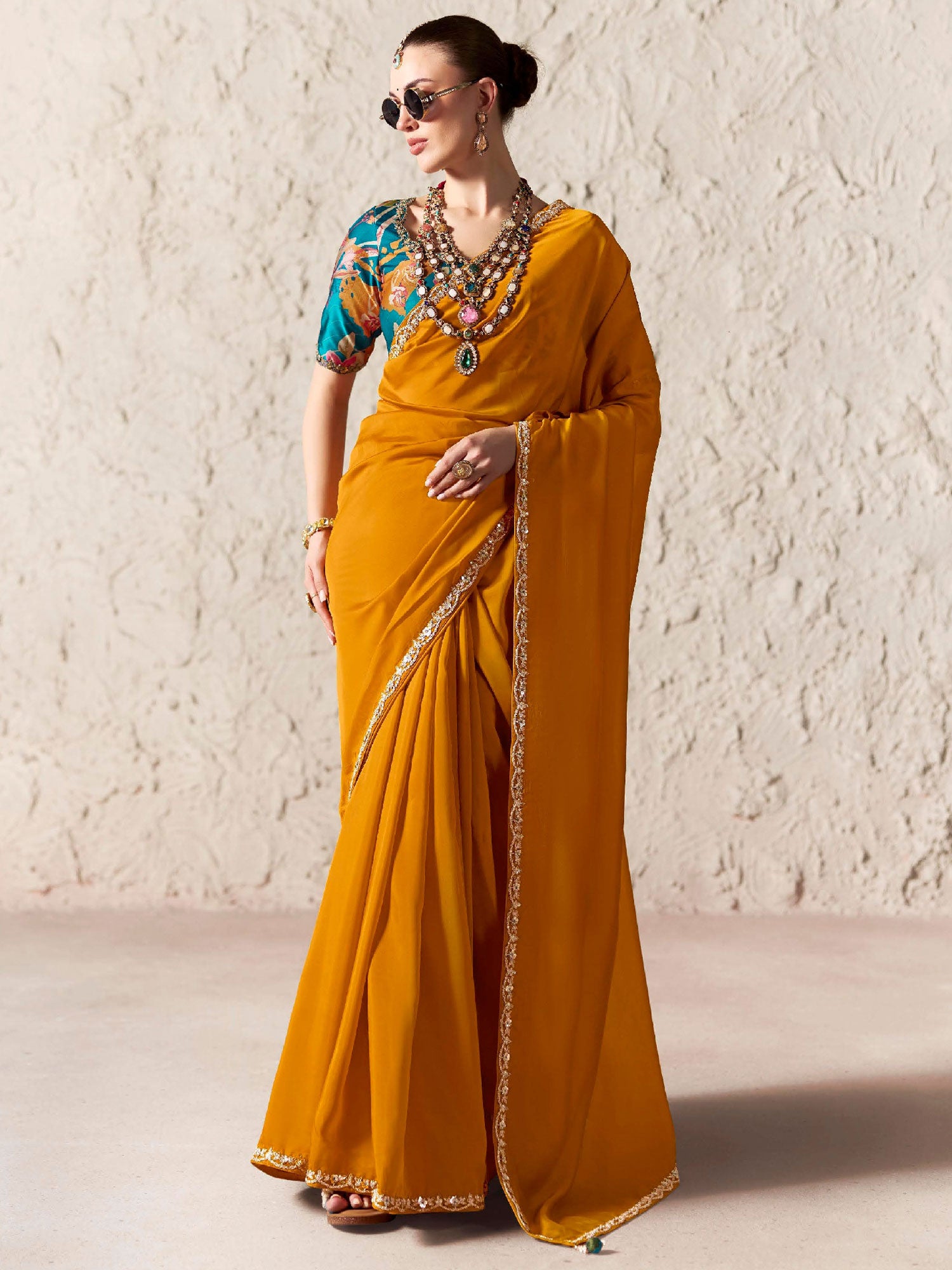 Orange Party Wear Saree In Silk With Blouse