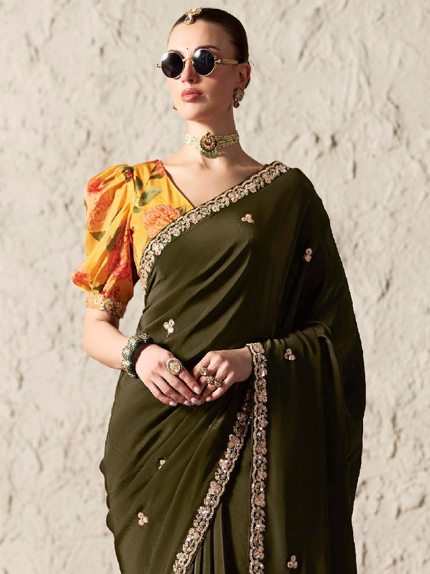 Mehndi Green Wedding Wear Saree In Silk