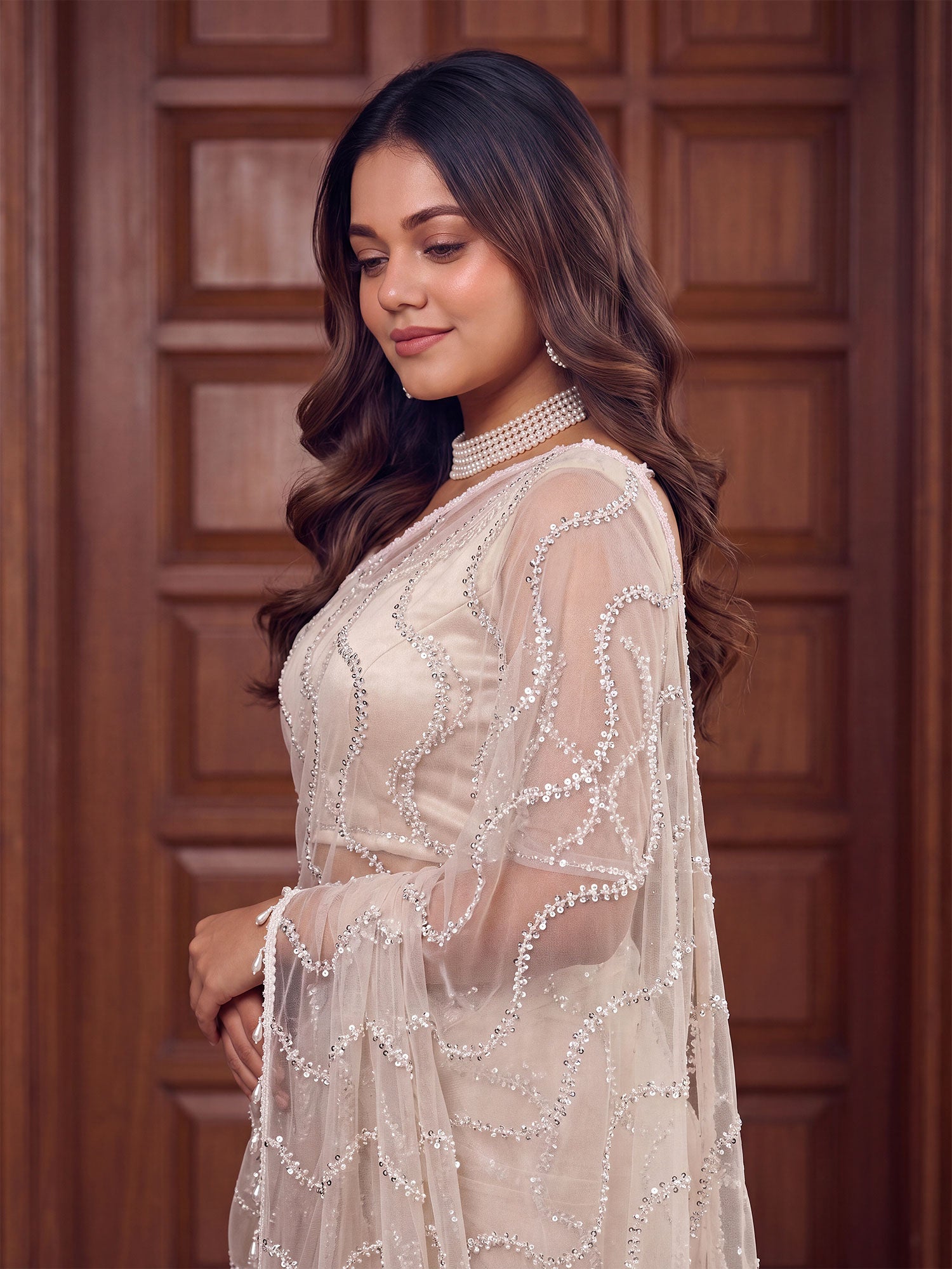 White Wedding Saree In Heavy Embroidery