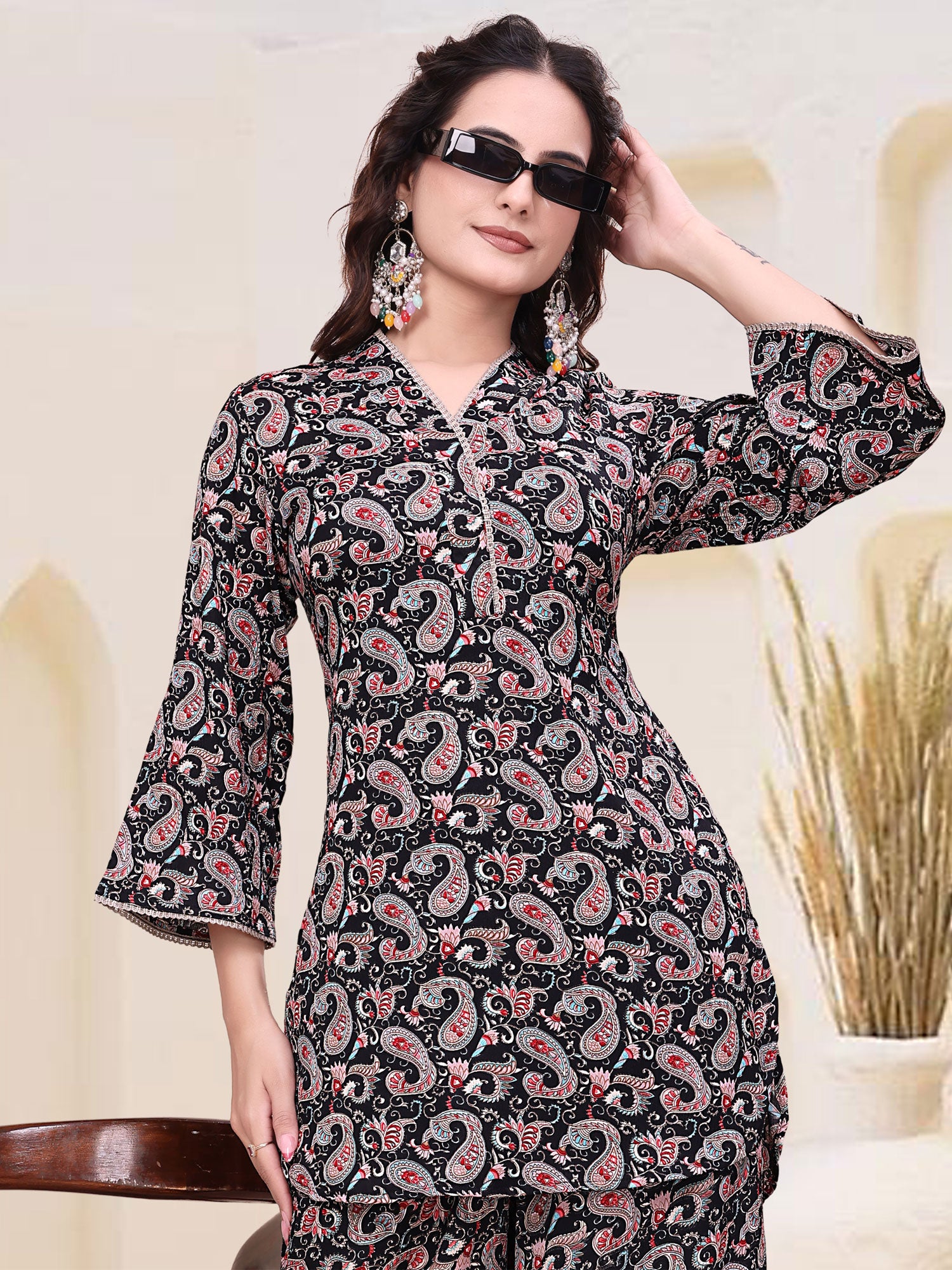 Black Printed Co- Ord Set For Mens