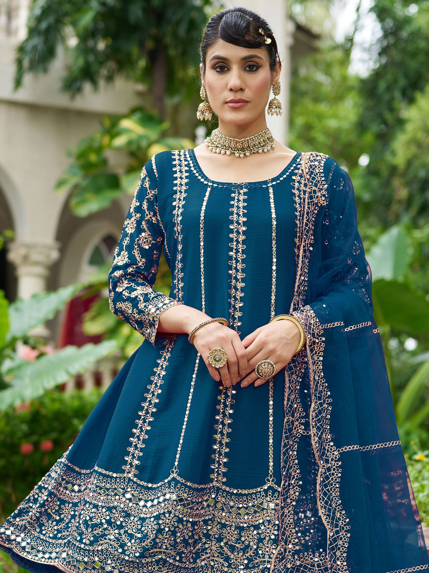 Blue Silver Zari Embroidered Pakistani Salwar Suit