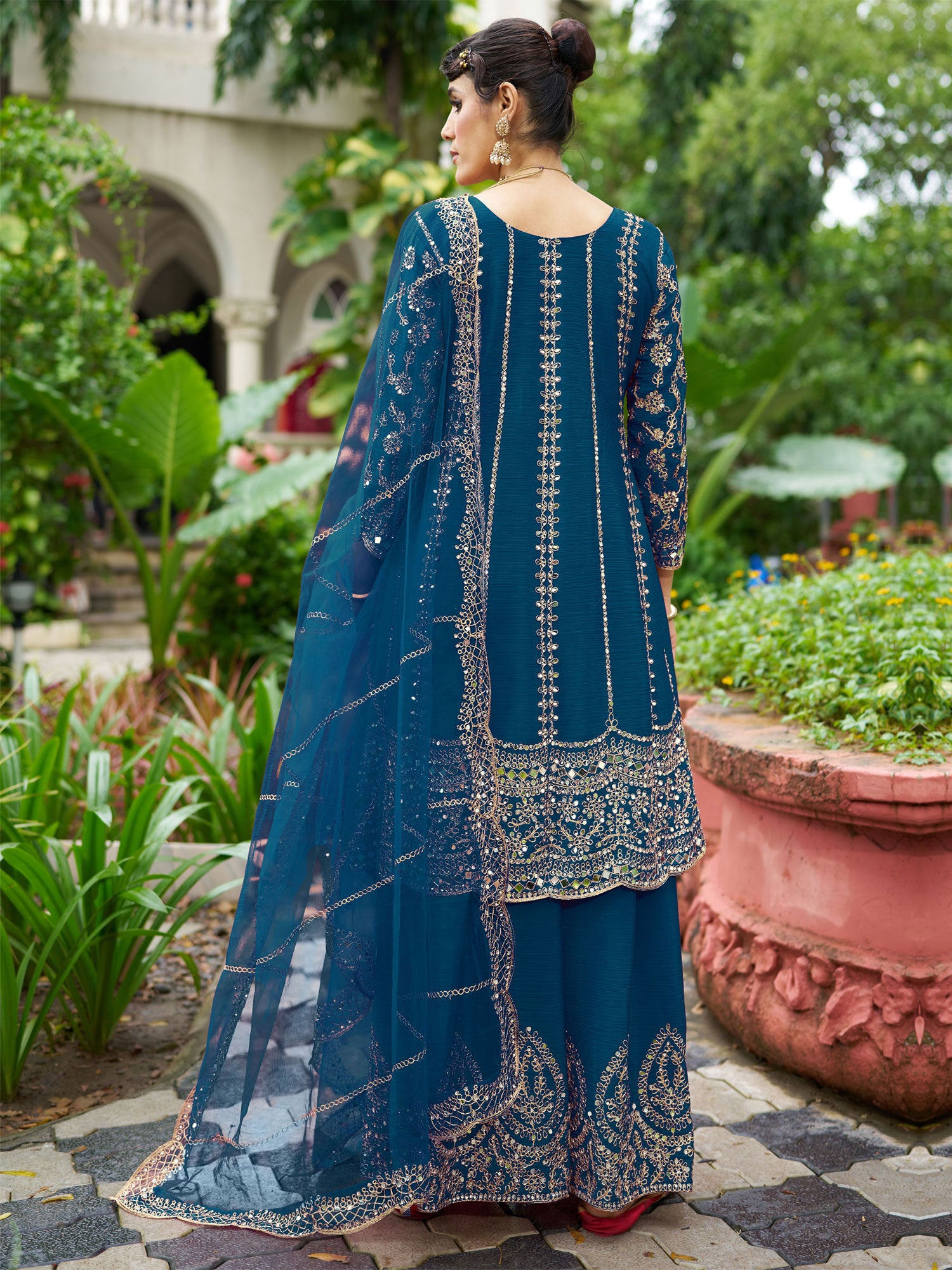 Blue Silver Zari Embroidered Pakistani Salwar Suit