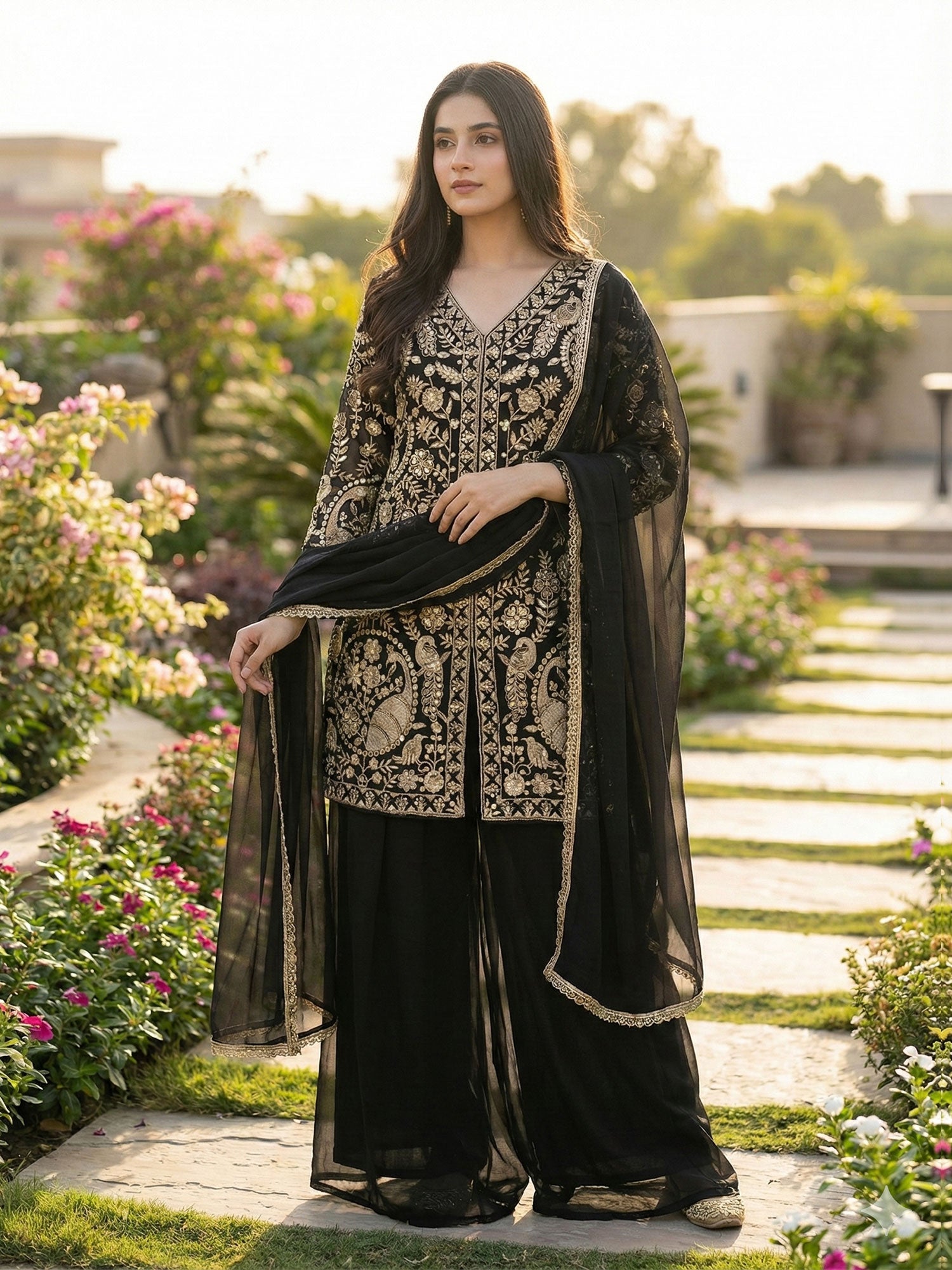 Black Readymade Party Wear Salwar Kameez