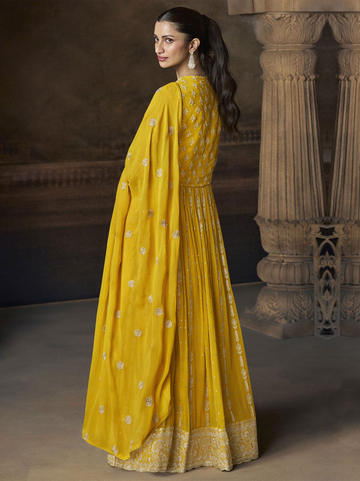 Yellow Festive Salwar Suit With Dupatta