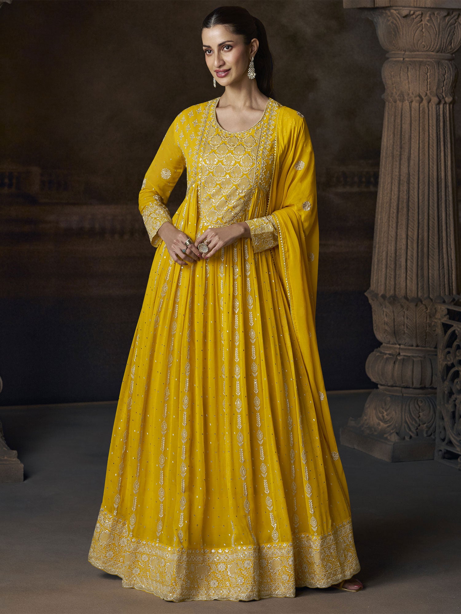 Yellow Festive Salwar Suit With Dupatta