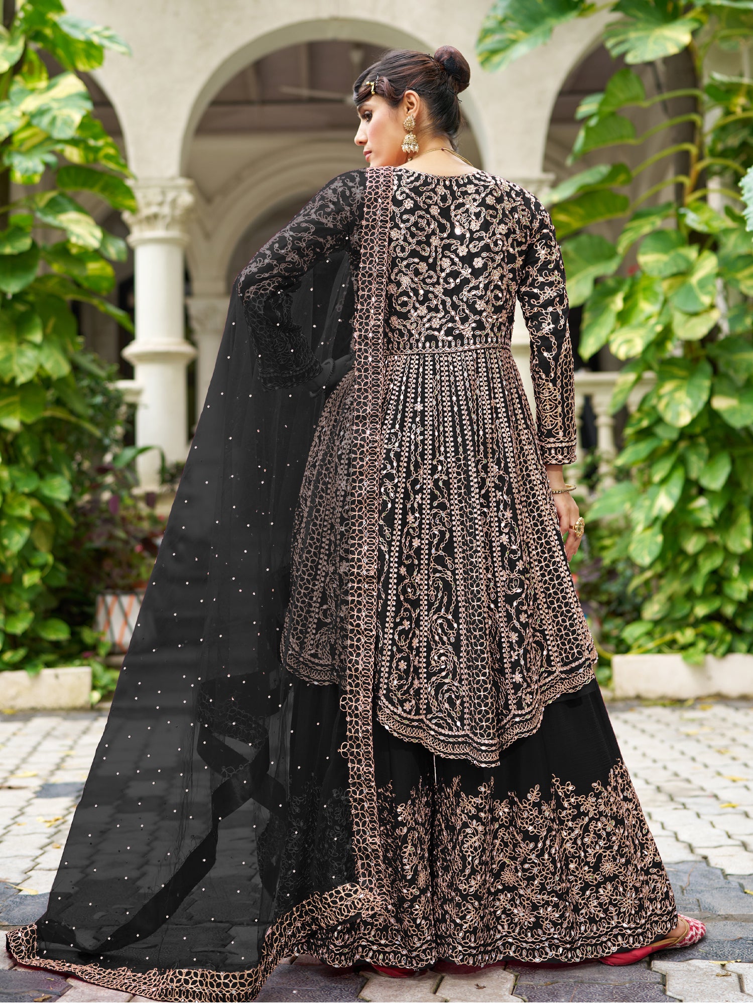 Black Mirror Embroidered Palazzo Style Salwar Suit