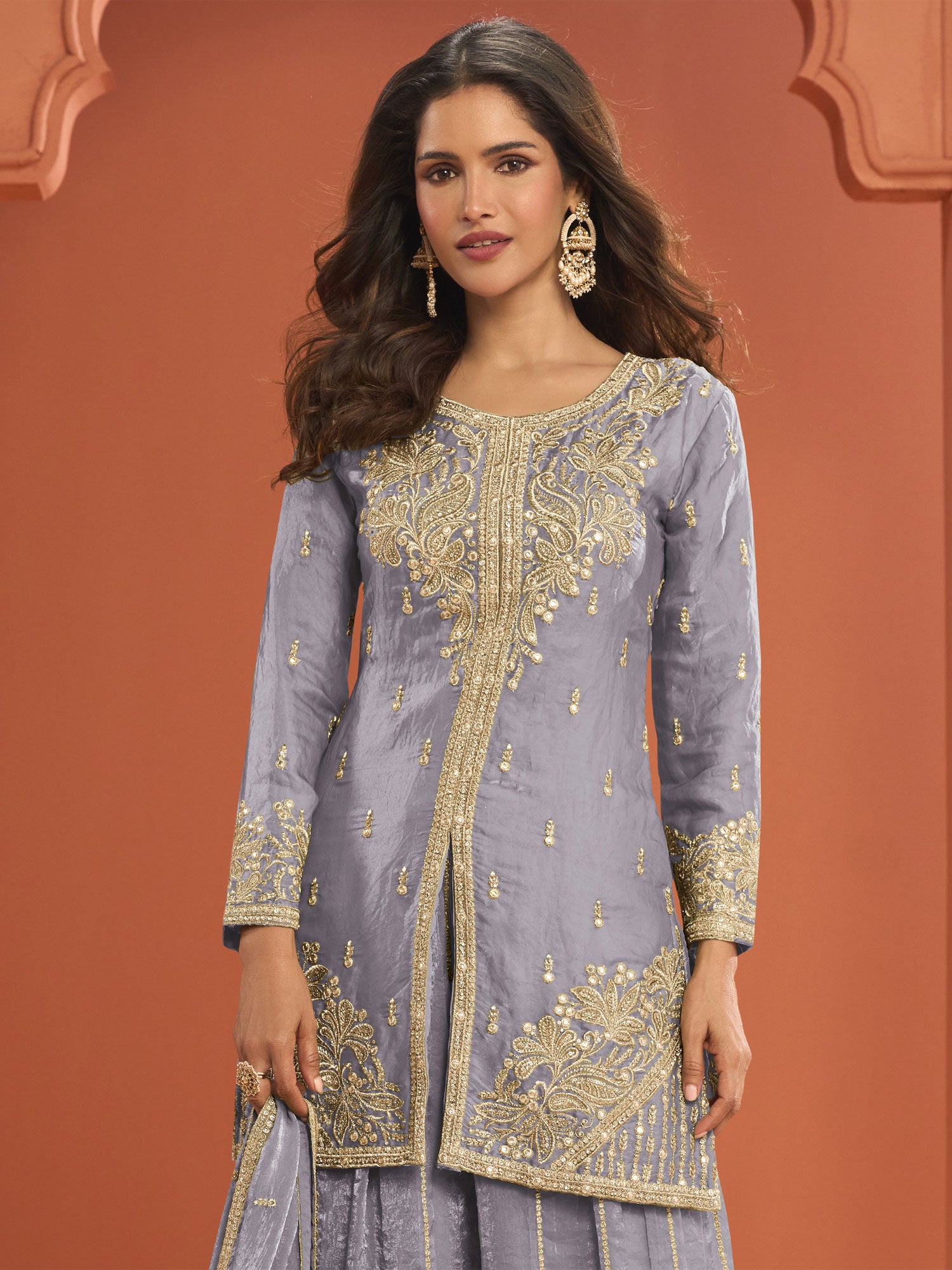 Light Purple Palazzo Style Salwar Kameez