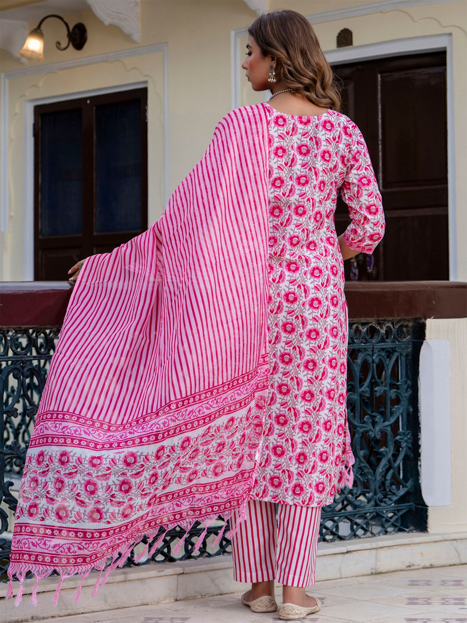 Pink Cotton Pant Style Salwar Kameez