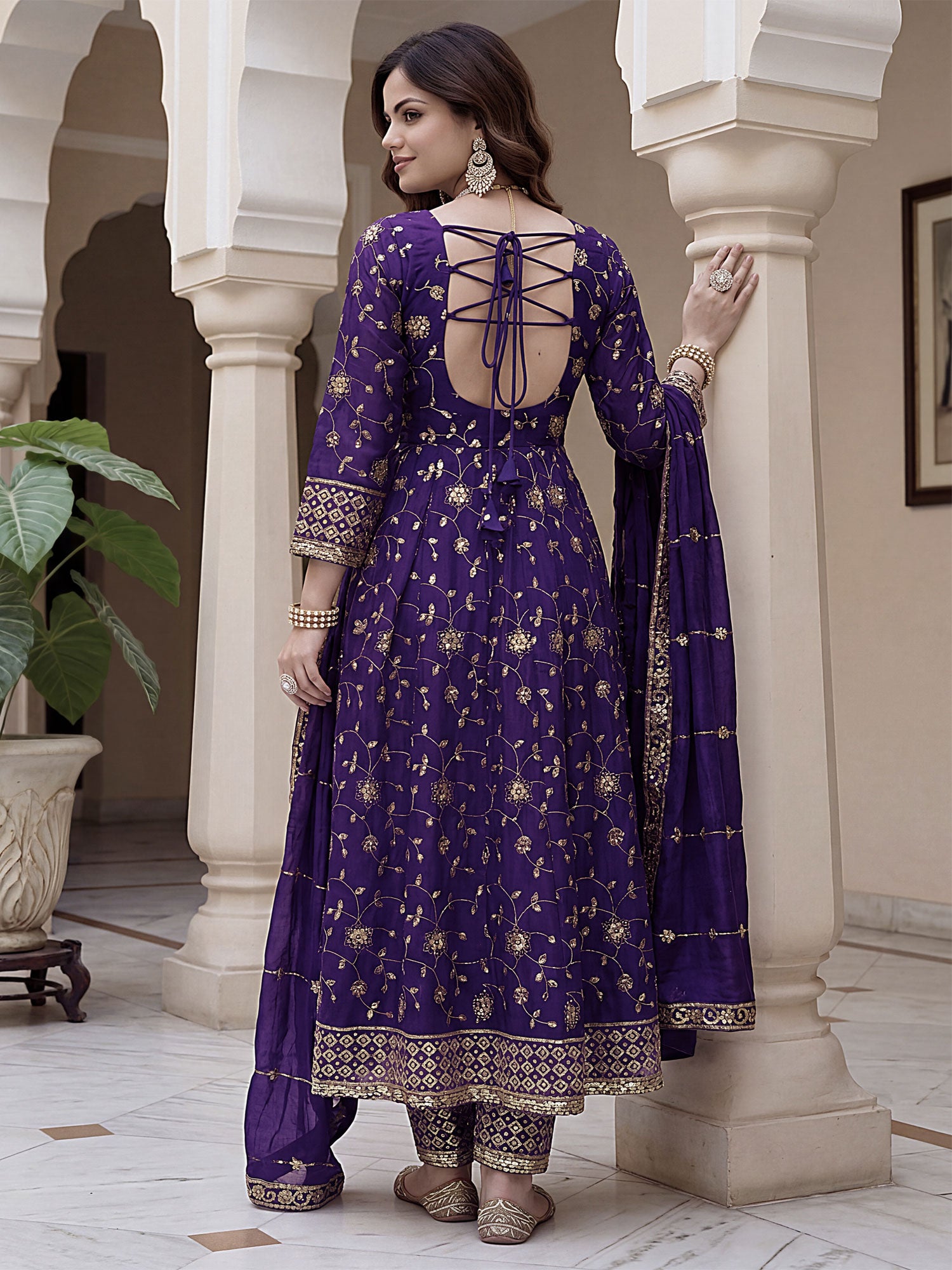 Purple Heavy Sequins Embroidered Salwar Suit