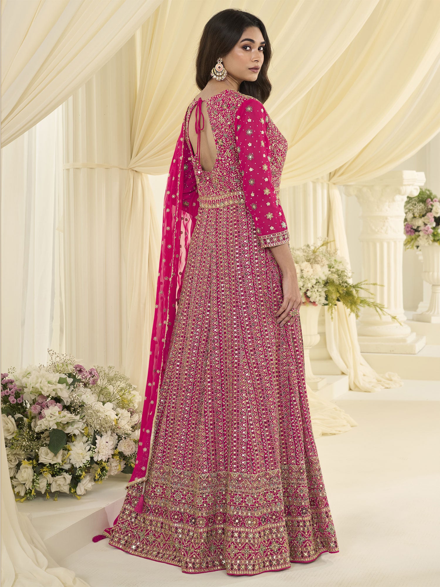 Rani Pink Anarkali Style Georgette Salwar Kameez