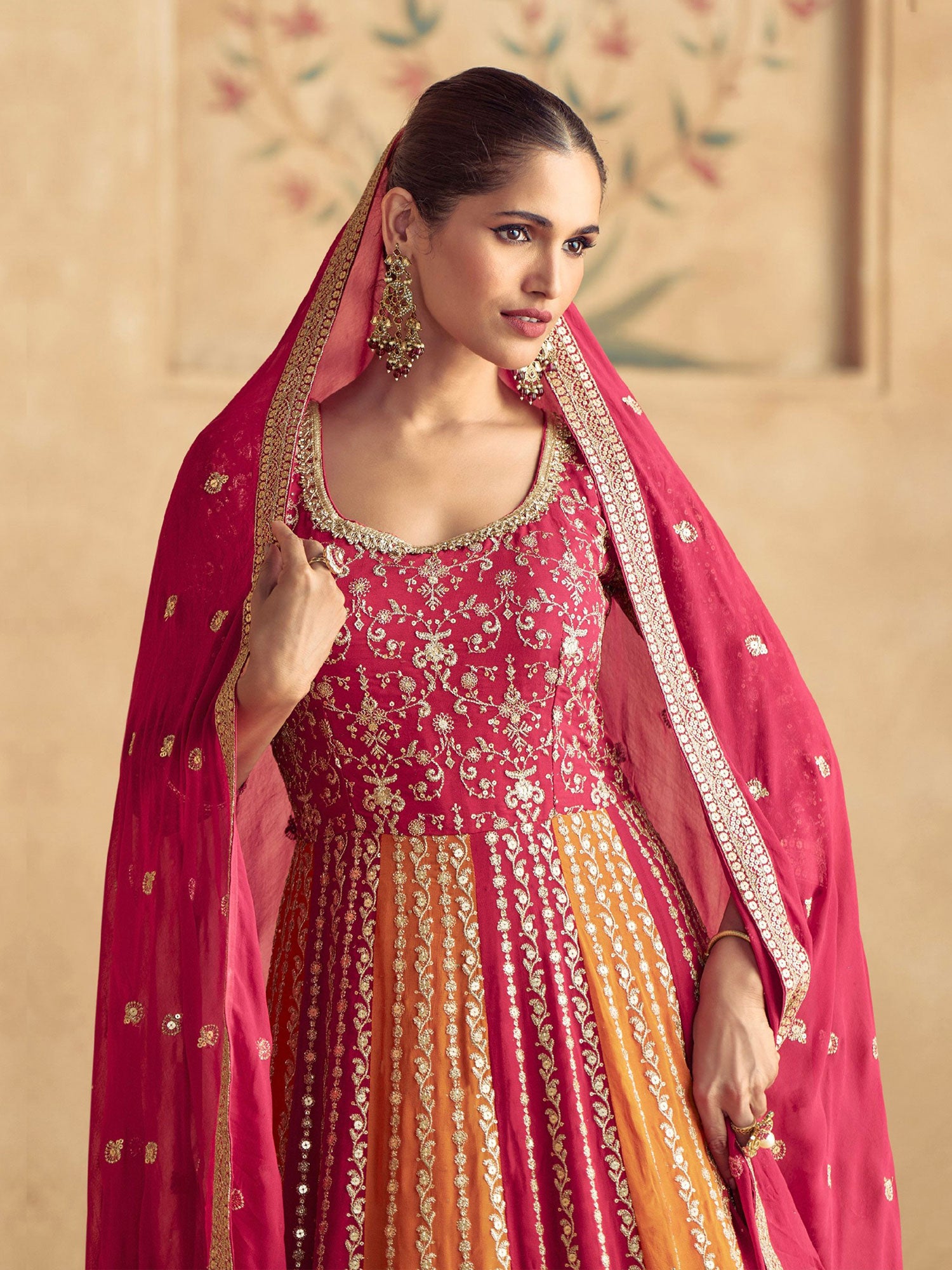 Multicolor Zari Work Embellished Anarkali Suit