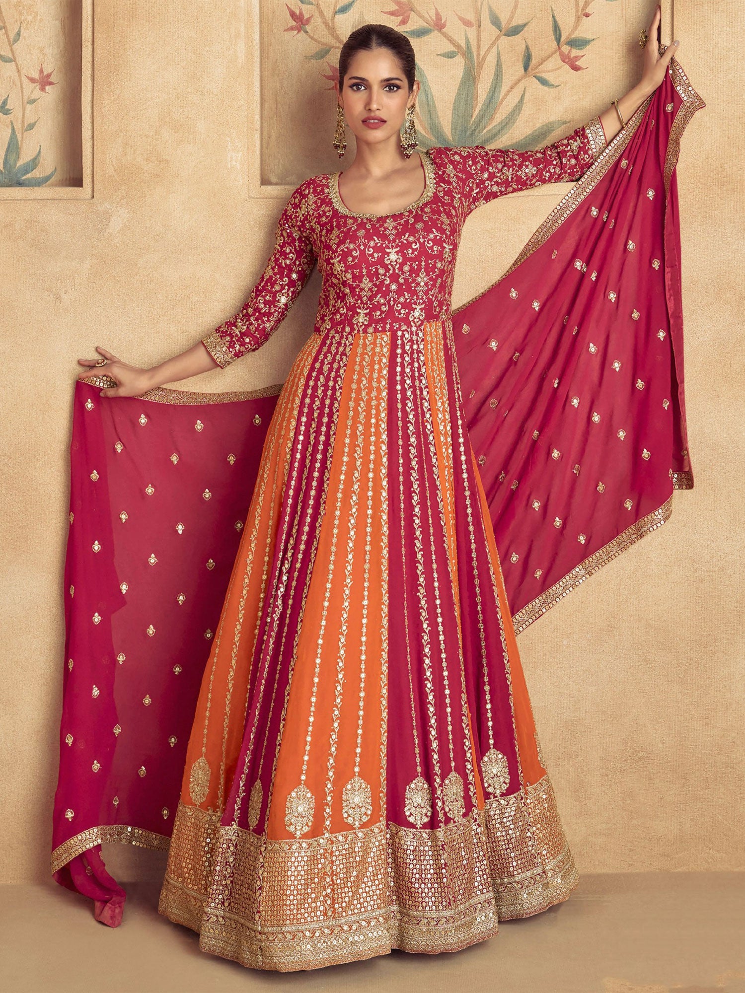 Multicolor Zari Work Embellished Anarkali Suit