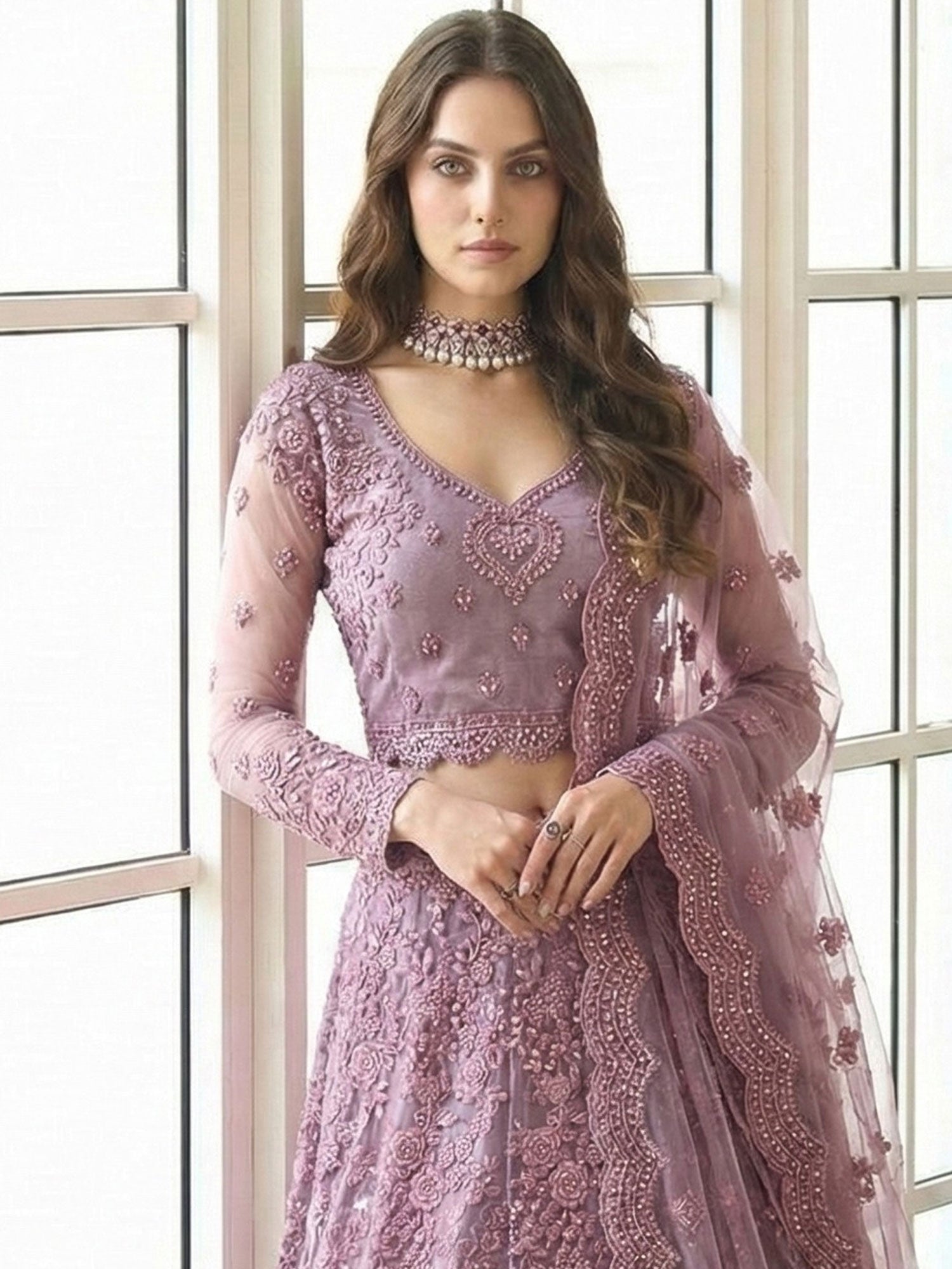 Purple Bridesmaid Lehenga Set With Dupatta