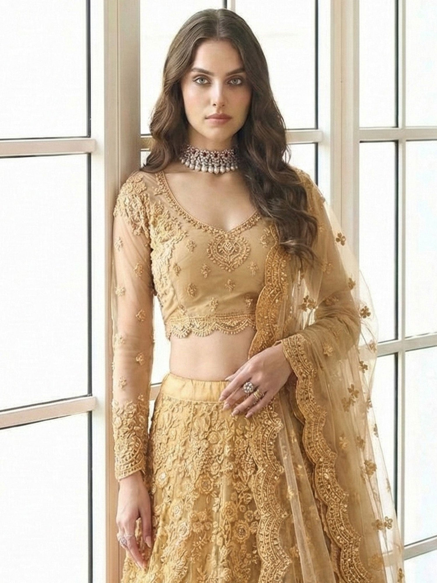 Yellow Festive Lehenga Choli In Sequins Work