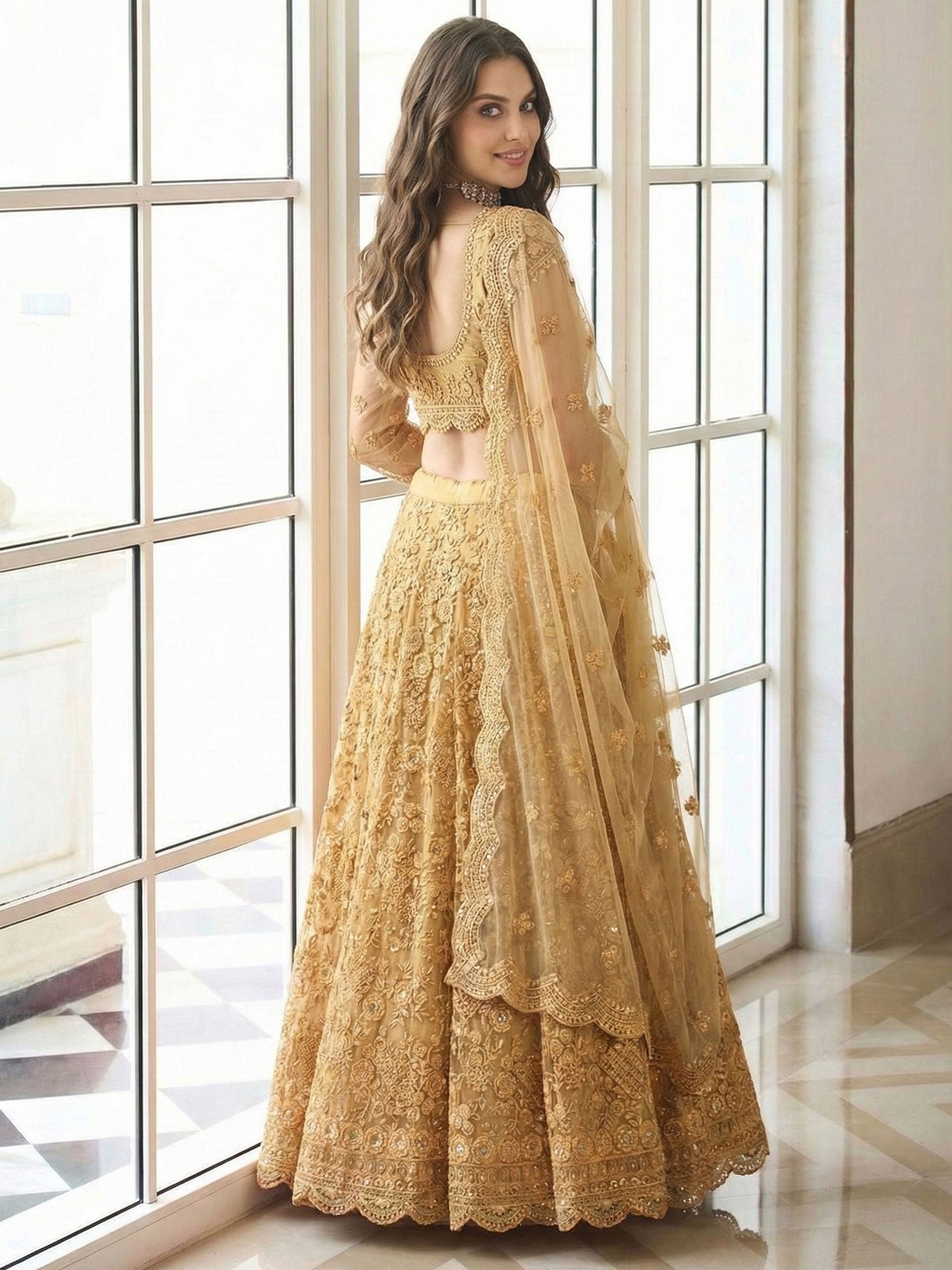 Yellow Festive Lehenga Choli In Sequins Work