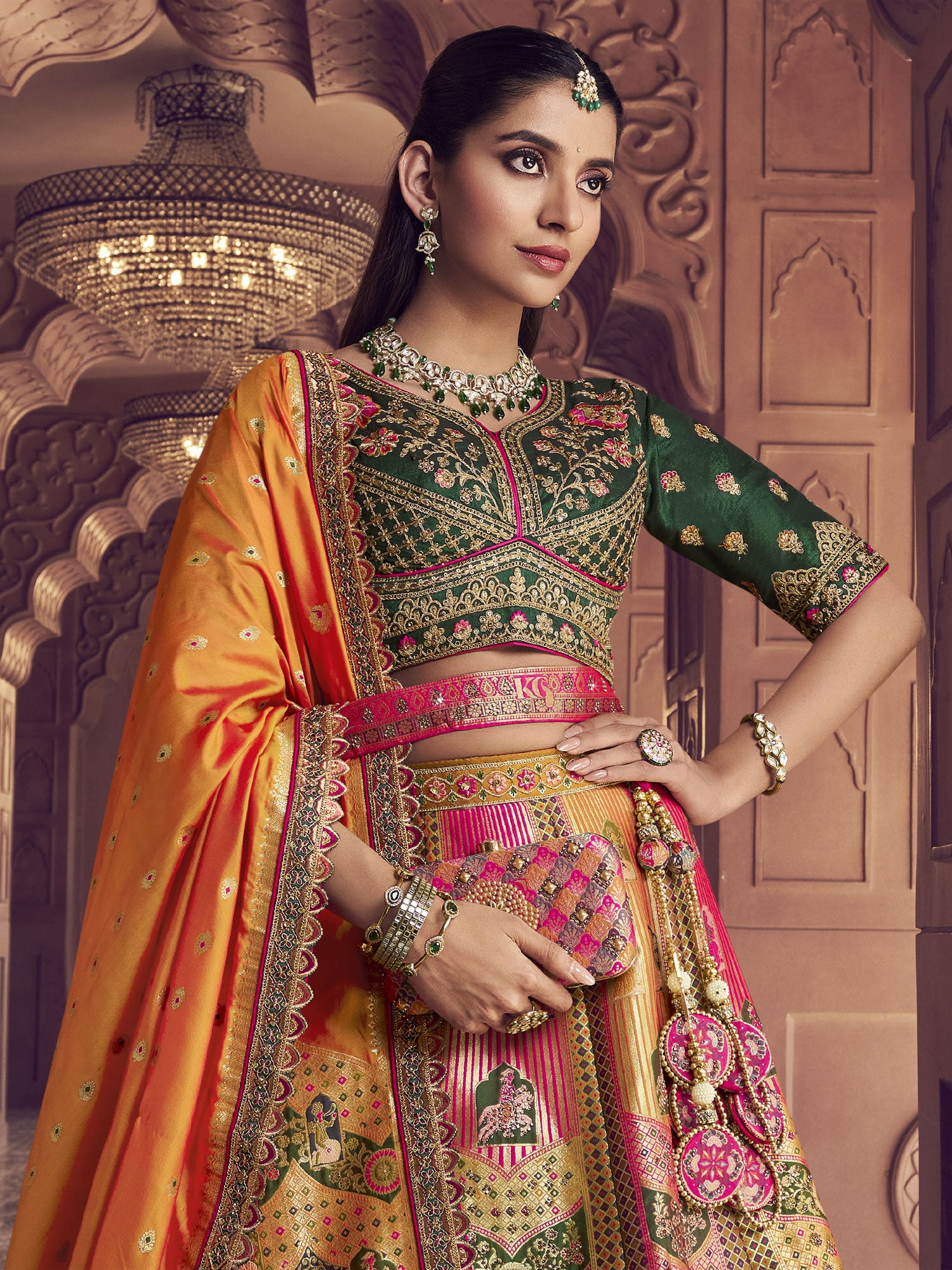 Multicolor Bridal Traditional Wear Lehenga Set