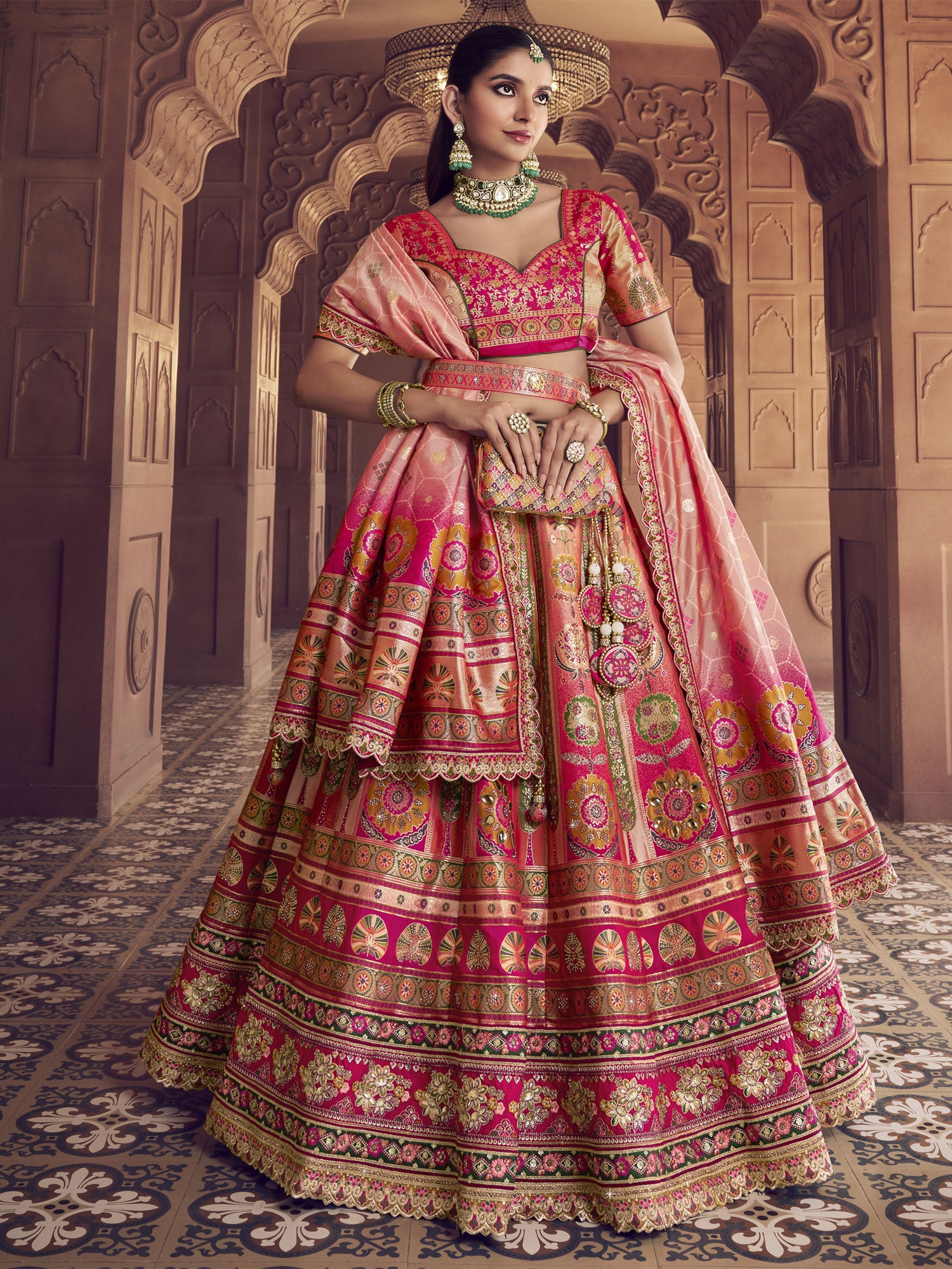 Multicolor Mirror Wok Embroidered Lehenga Set