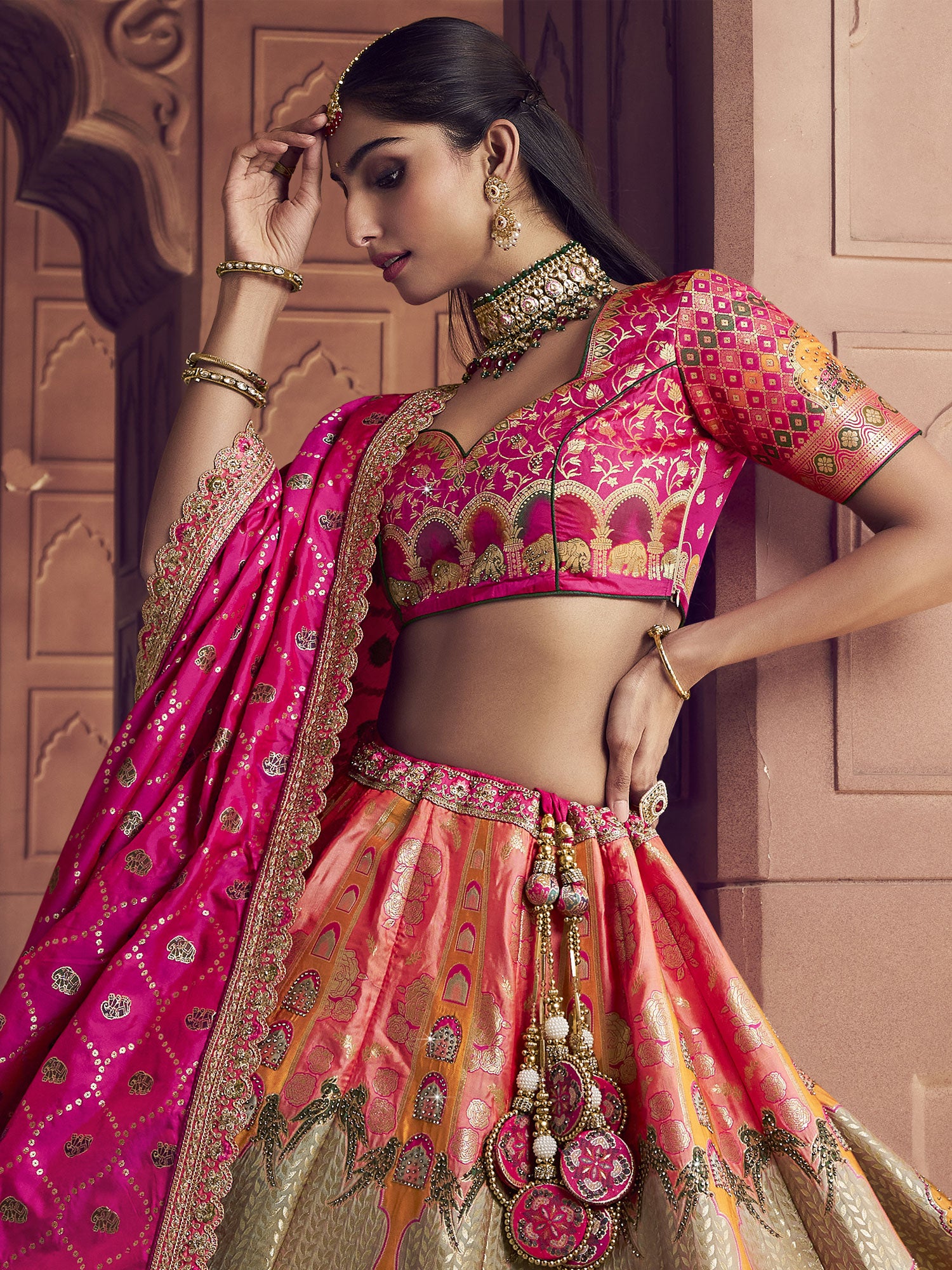 Multicolor Traditional Lehenga Choli In Zari Work