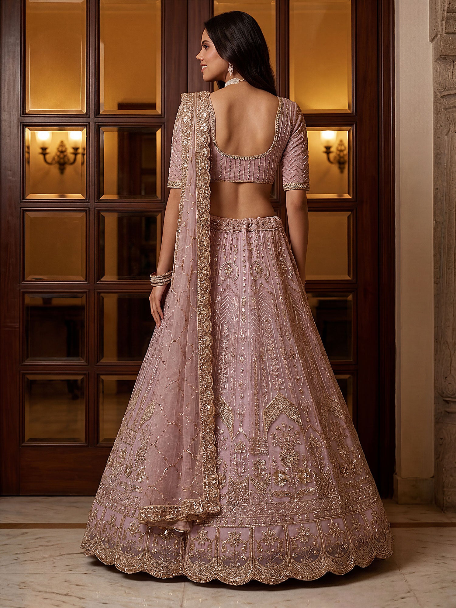 Lilac Heavy Embroidered Bridesmaid Lehenga Choli