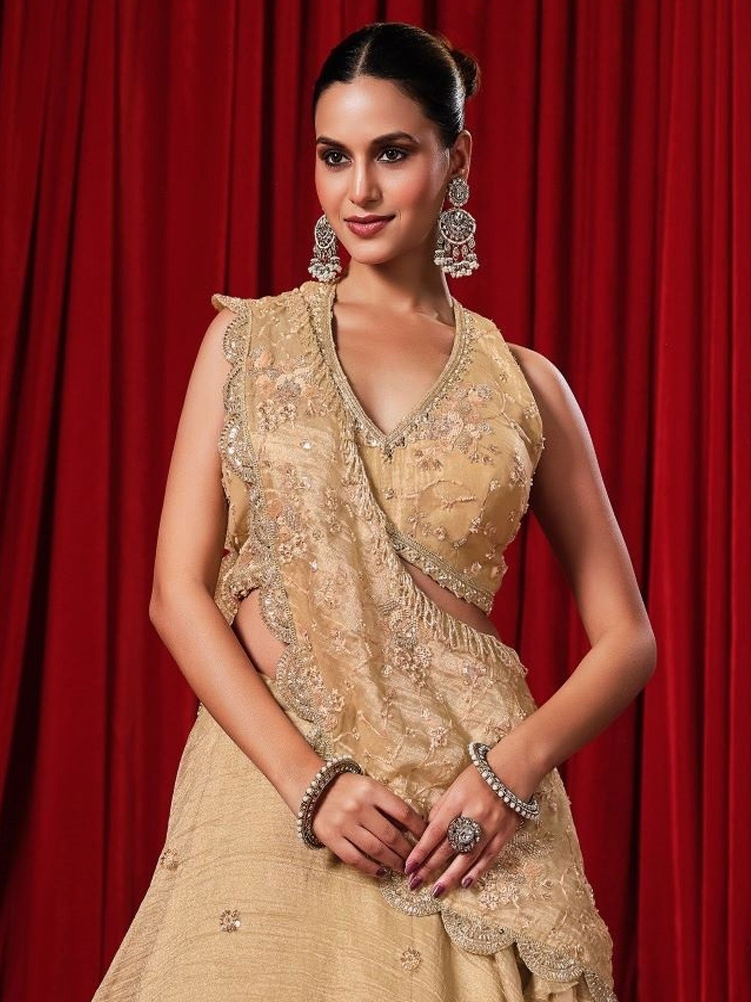 Golden Sequins Work Designer Lehenga Choli Set