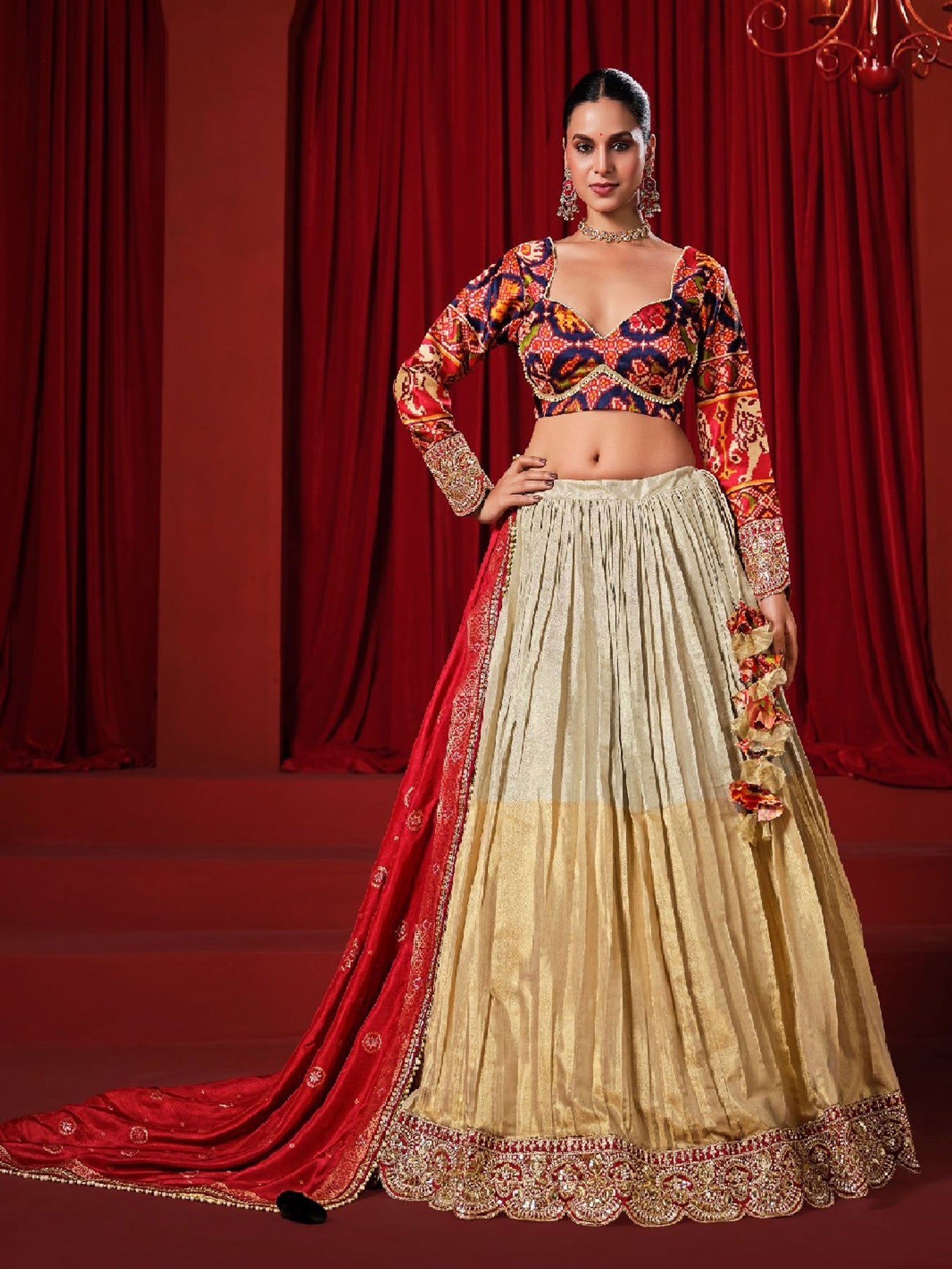 Multicolor Wedding Wear Silk Lehenga Choli