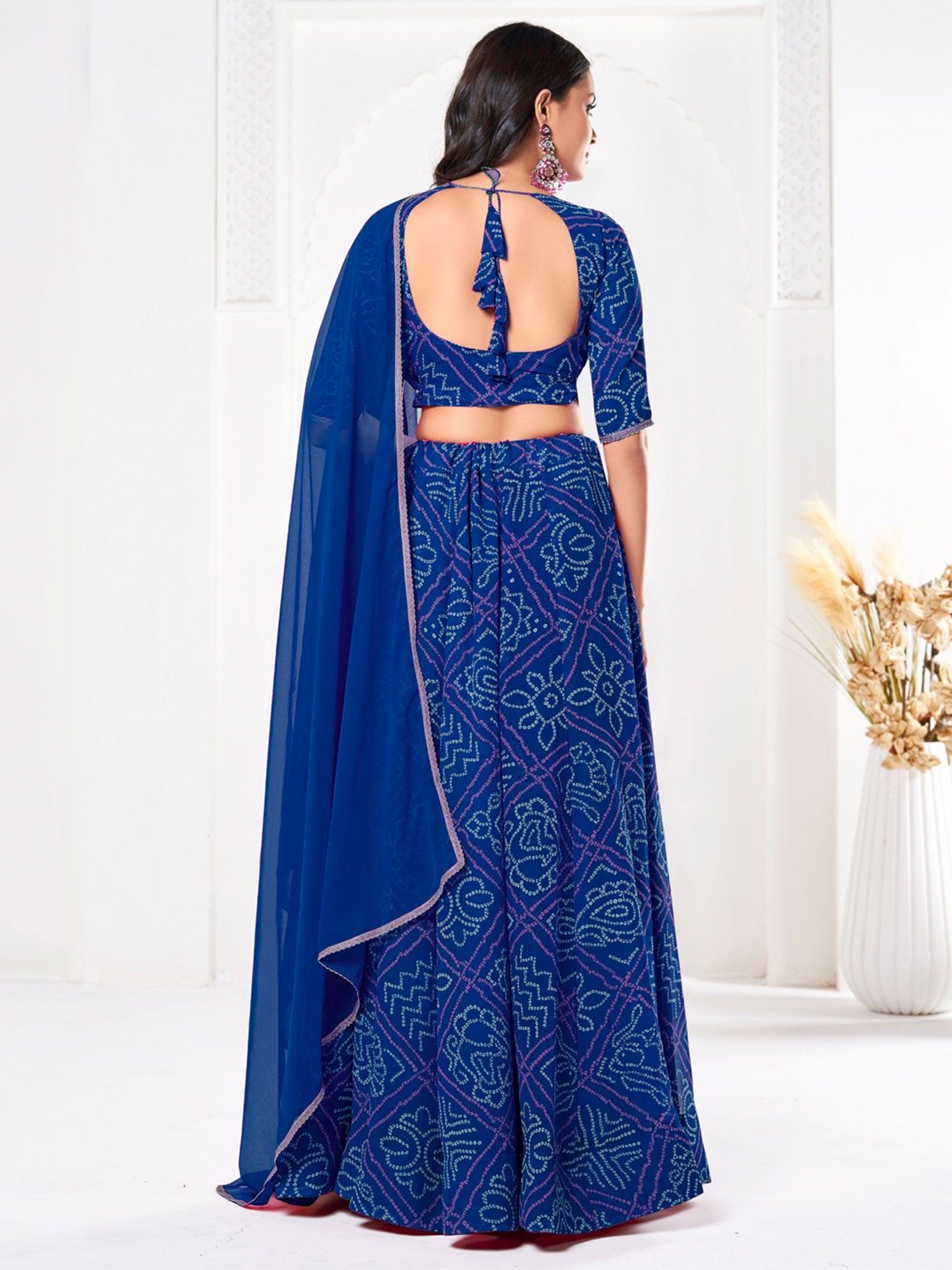 Royal Blue Printed Traditional Lehengas Choli Set