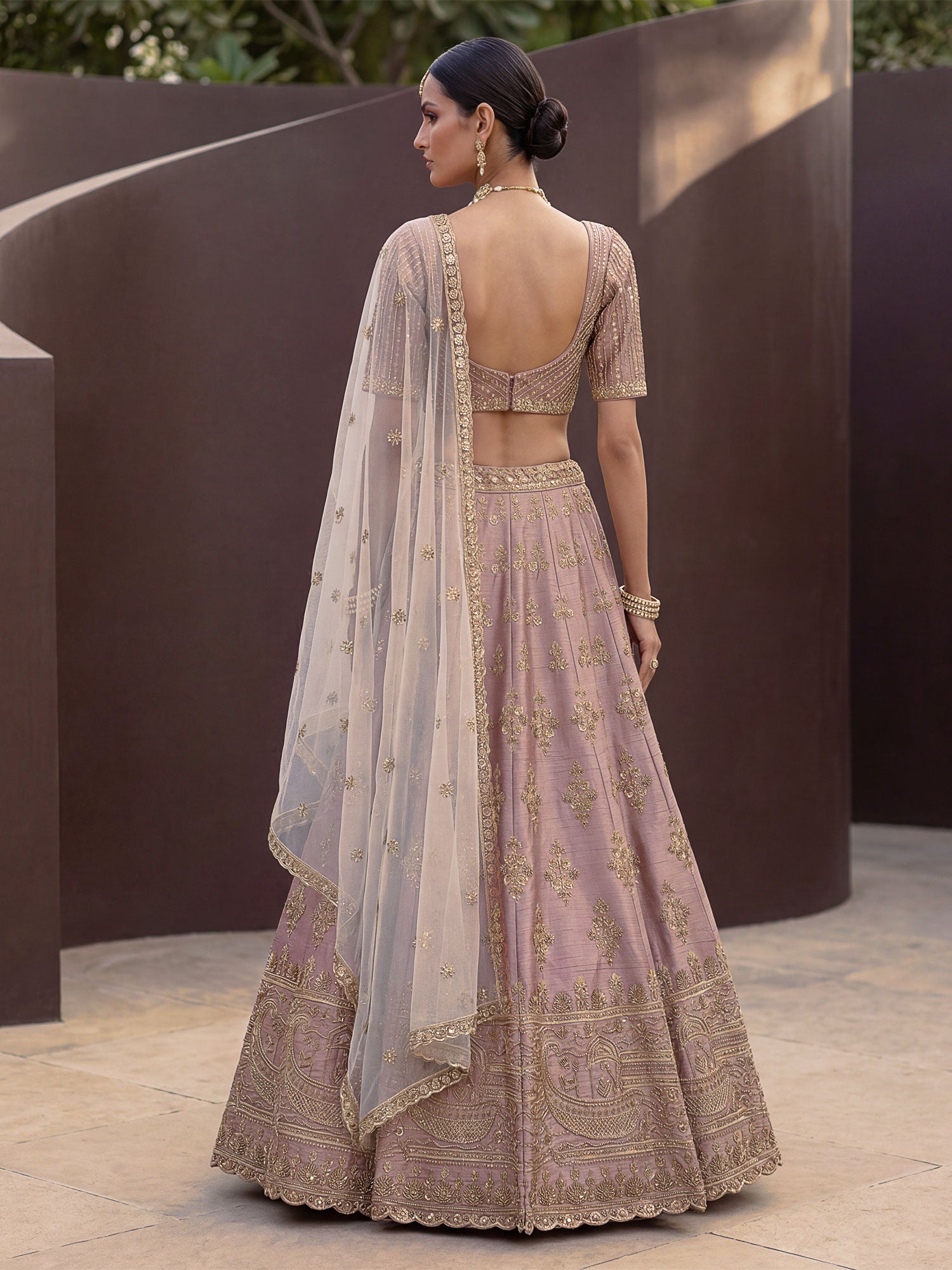 Powder Pink Wedding Lehenga Set With Dupatta