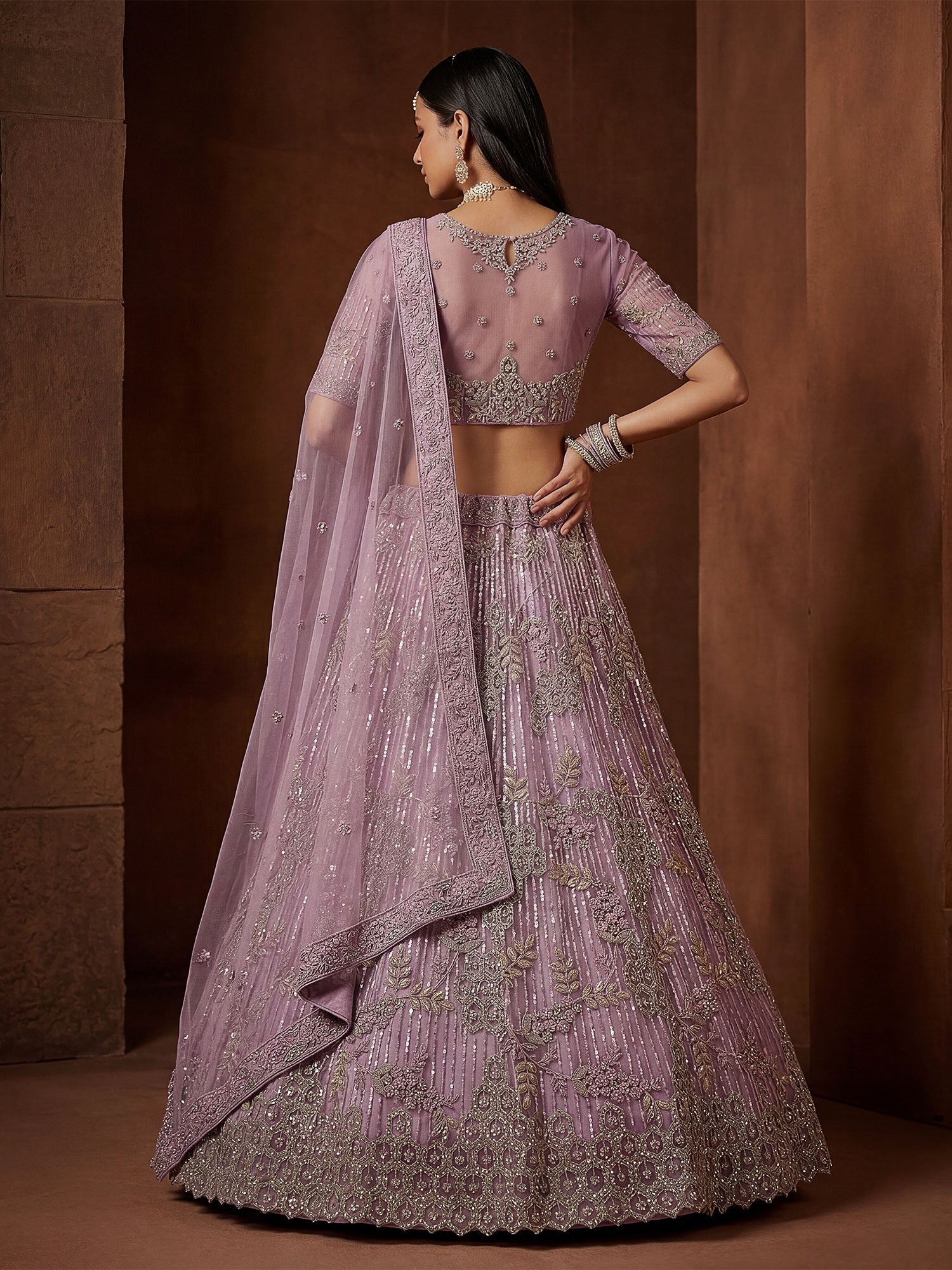 Purple Stone Work Embellished Designer Lehenga Set