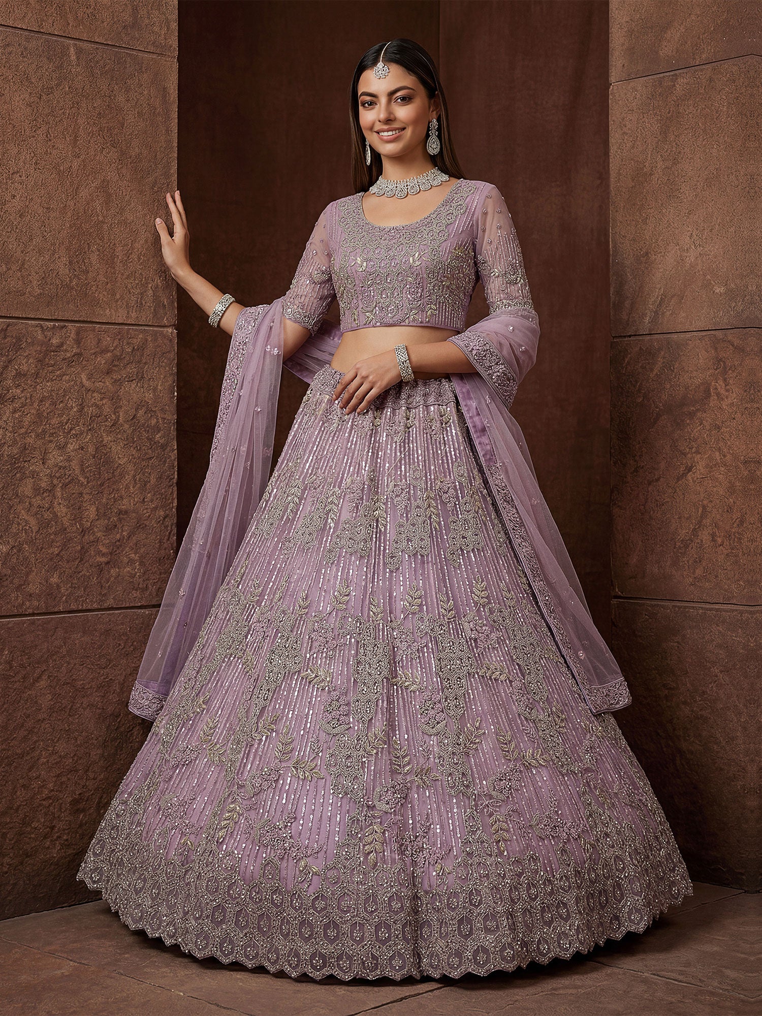 Purple Stone Work Embellished Designer Lehenga Set