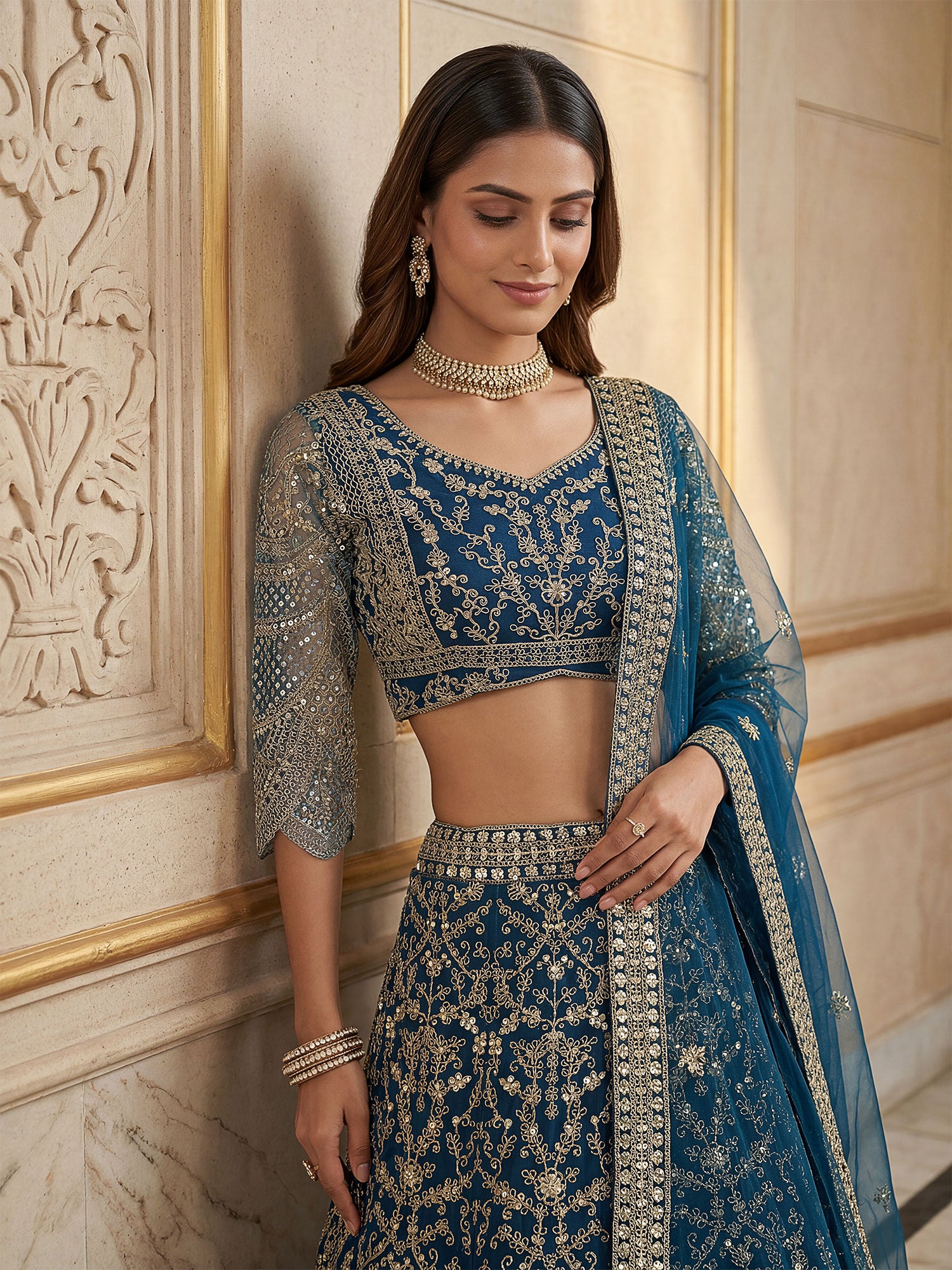 Blue Designer Lehenga Set In Heavy Embroidery