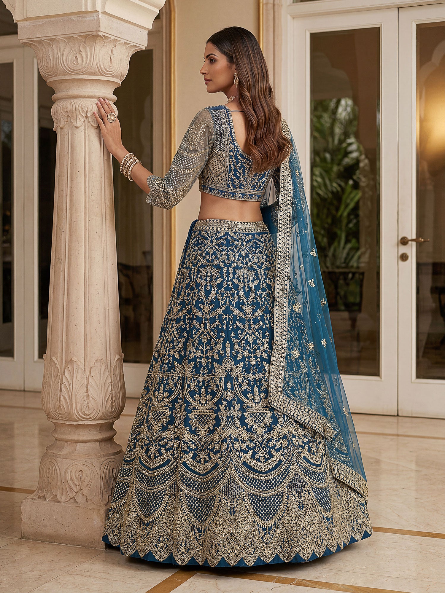 Blue Designer Lehenga Set In Heavy Embroidery