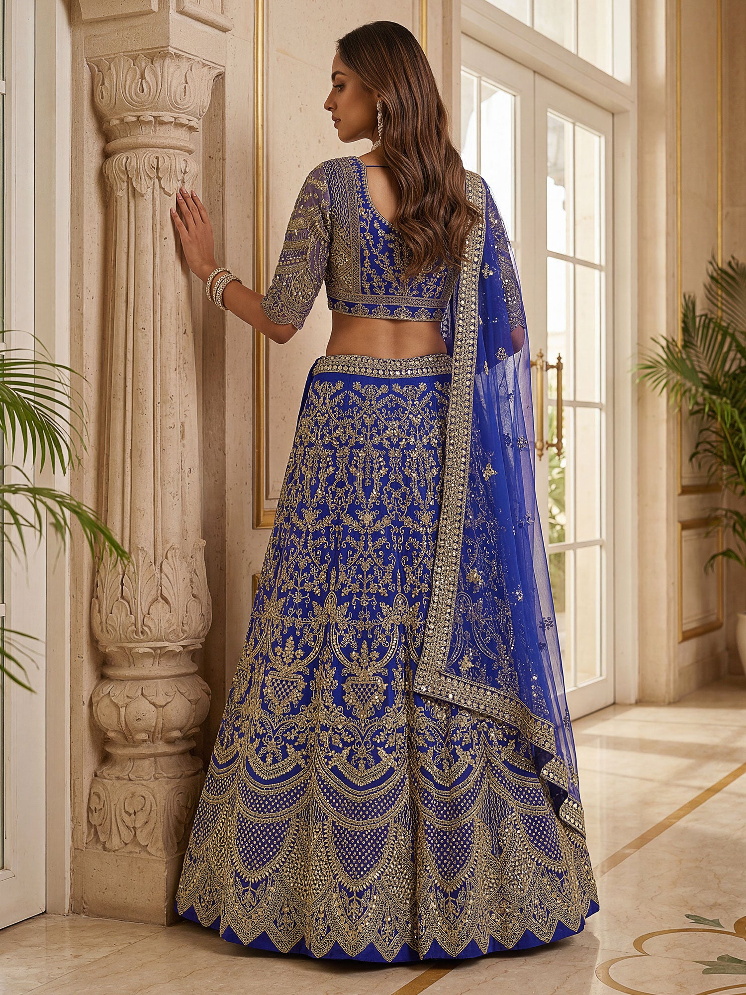 Royal Blue Zari Work Designer Lehenga Choli
