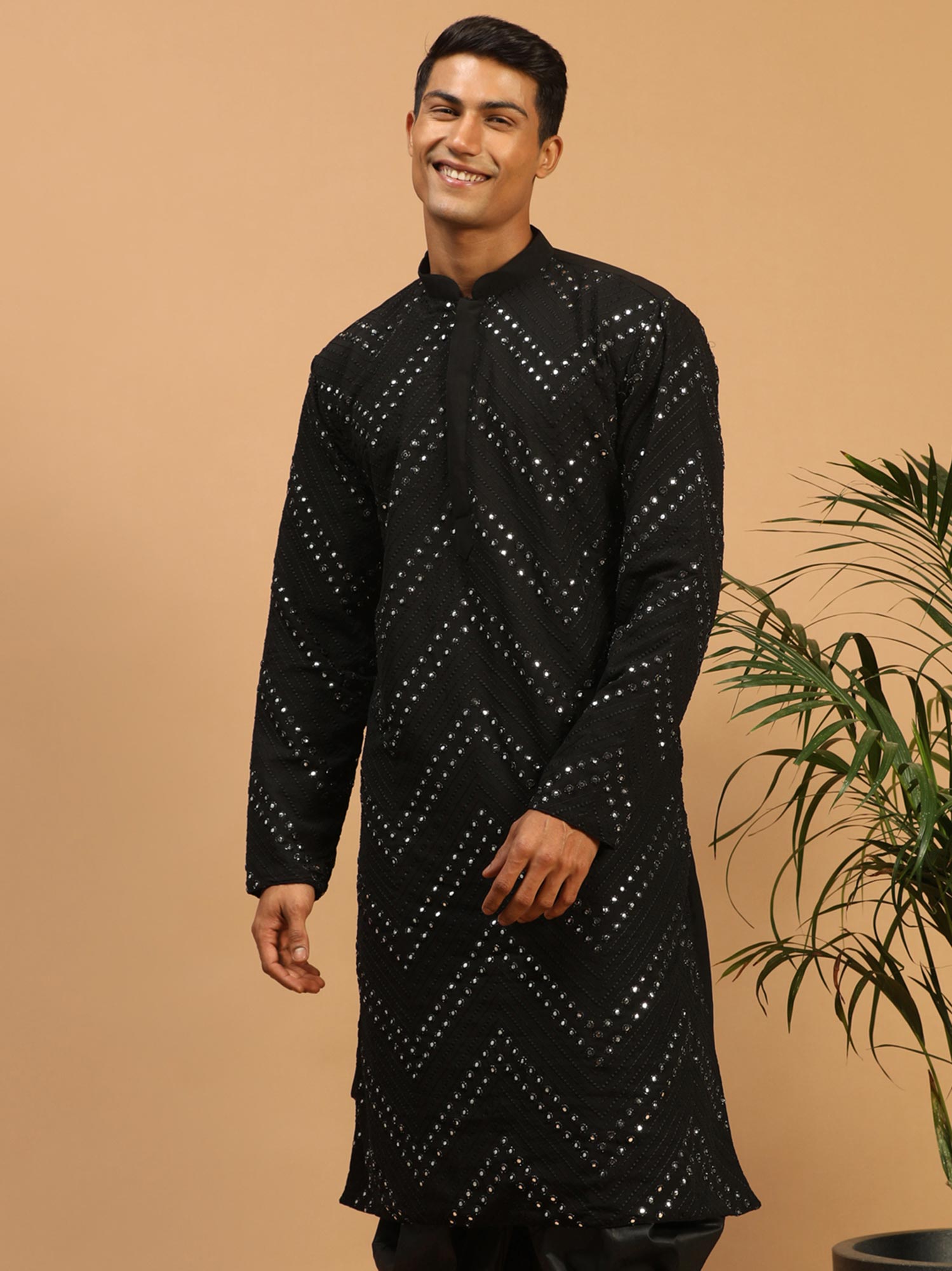 Black Mirror Embroidered Kurta Pajama Set