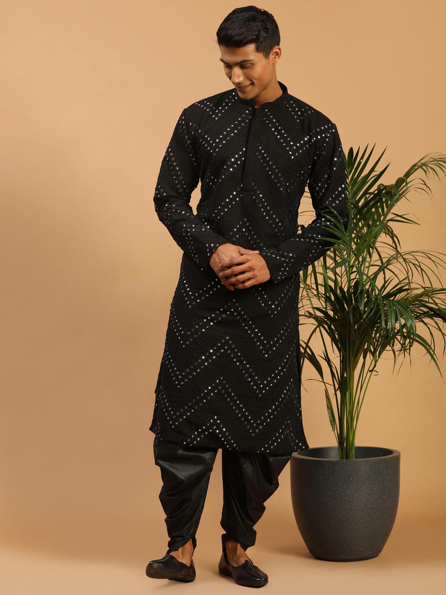 Black Mirror Embroidered Kurta Pajama Set