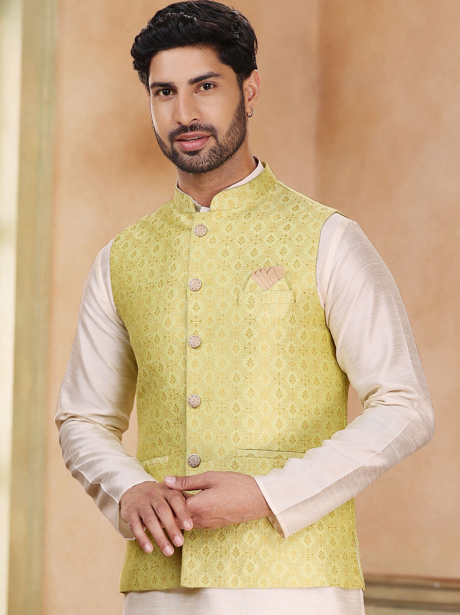 White Party Wear Kurta Pajama In Art Silk