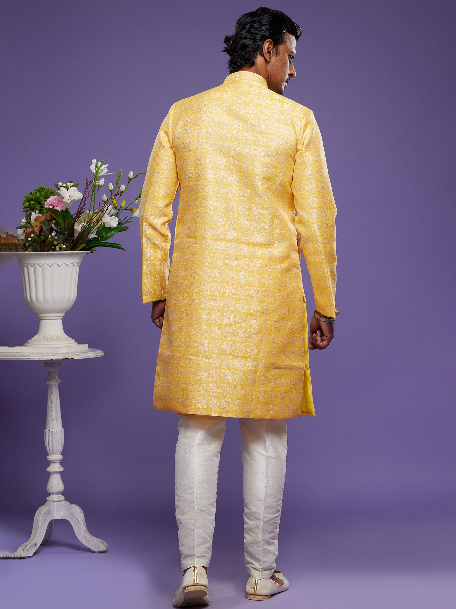 Yellow Wedding Wear Indo Western Set
