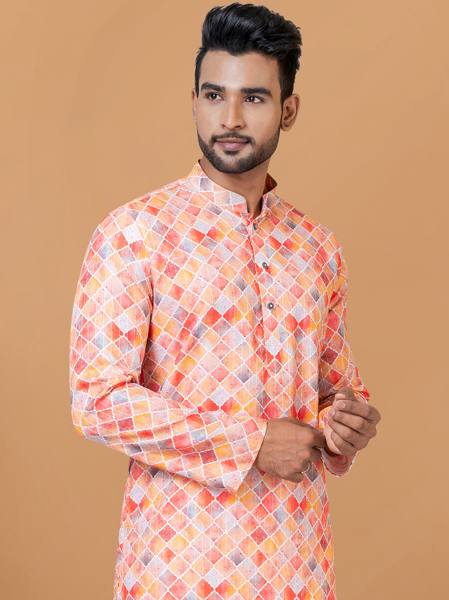 Multicolor Party Wear Kurta Pajama With Prints