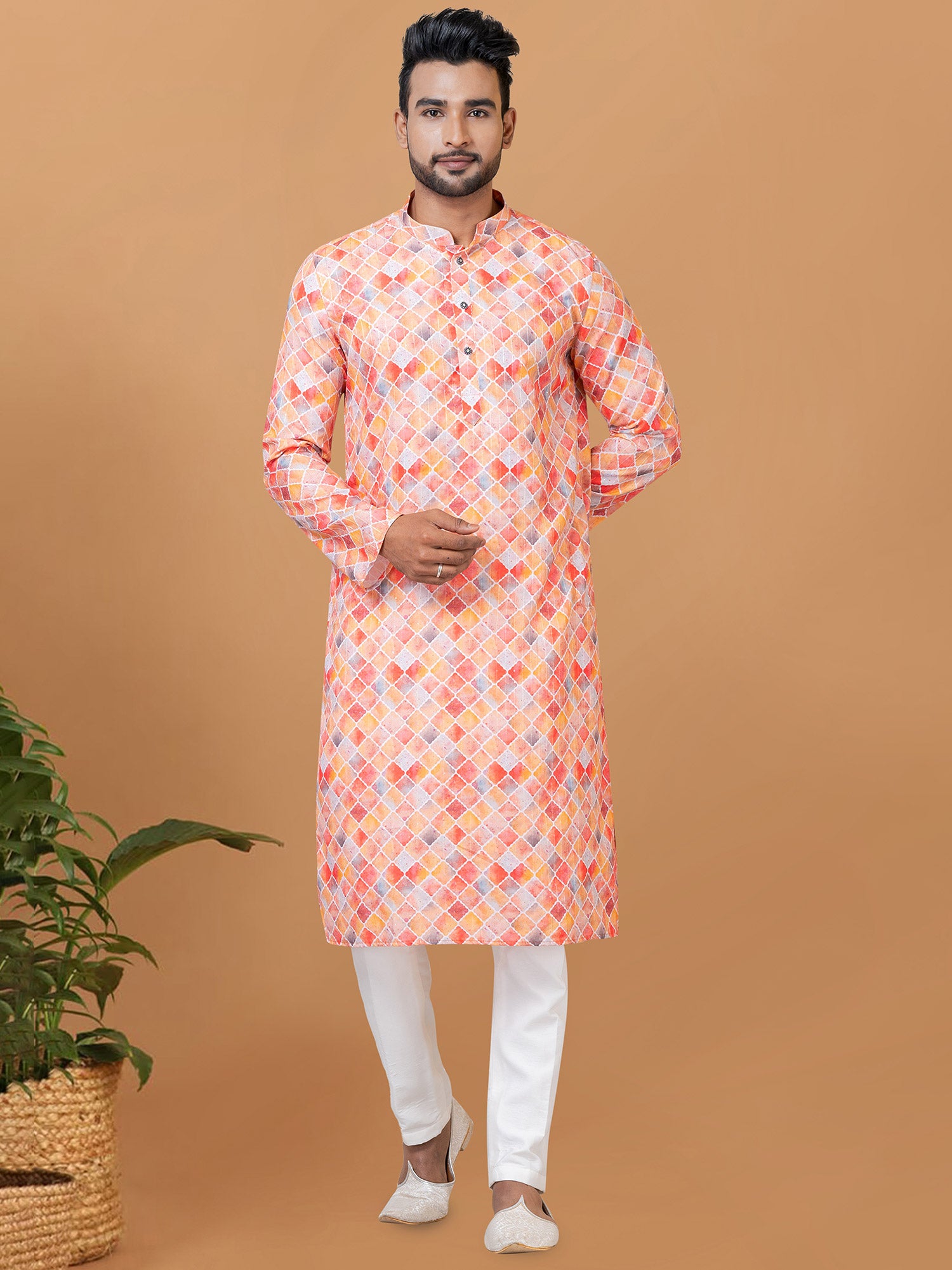 Multicolor Party Wear Kurta Pajama With Prints